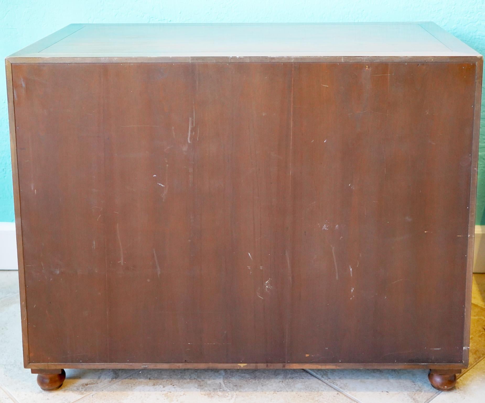 Mid-Century Modern Baker Five Drawer Campaign Style Walnut Chest of Drawers 3