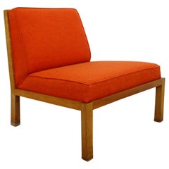 Mid-Century Modern Baker Wood Slat Back Side Lounge Accent Chair 1960s Orange