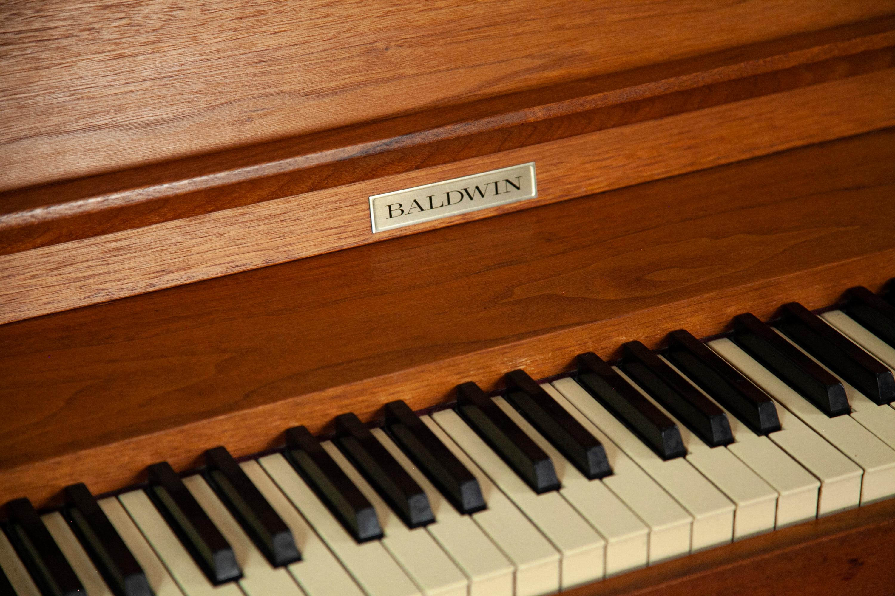 Mid-Century Modern Baldwin Acrosonic Piano in Walnut and Caning, 1960's 5