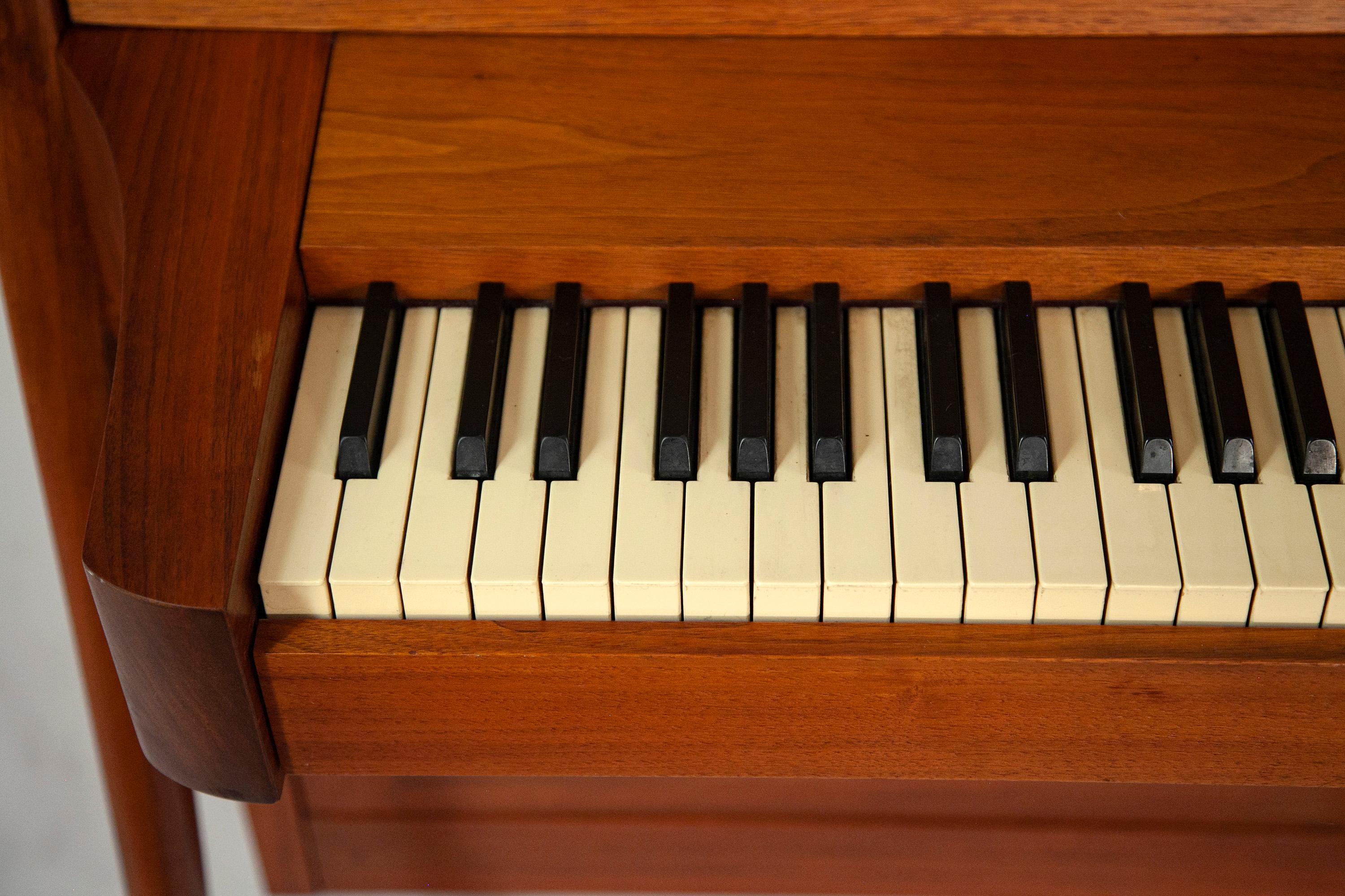 Mid-Century Modern Baldwin Acrosonic Piano in Walnut and Caning, 1960's 6