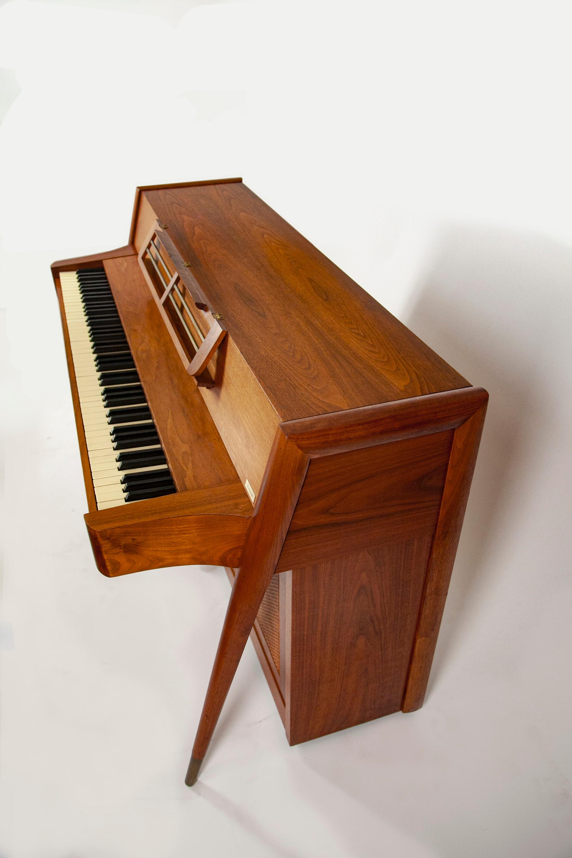 Mid-Century Modern Baldwin Acrosonic Piano in Walnut and Caning, 1960's 10