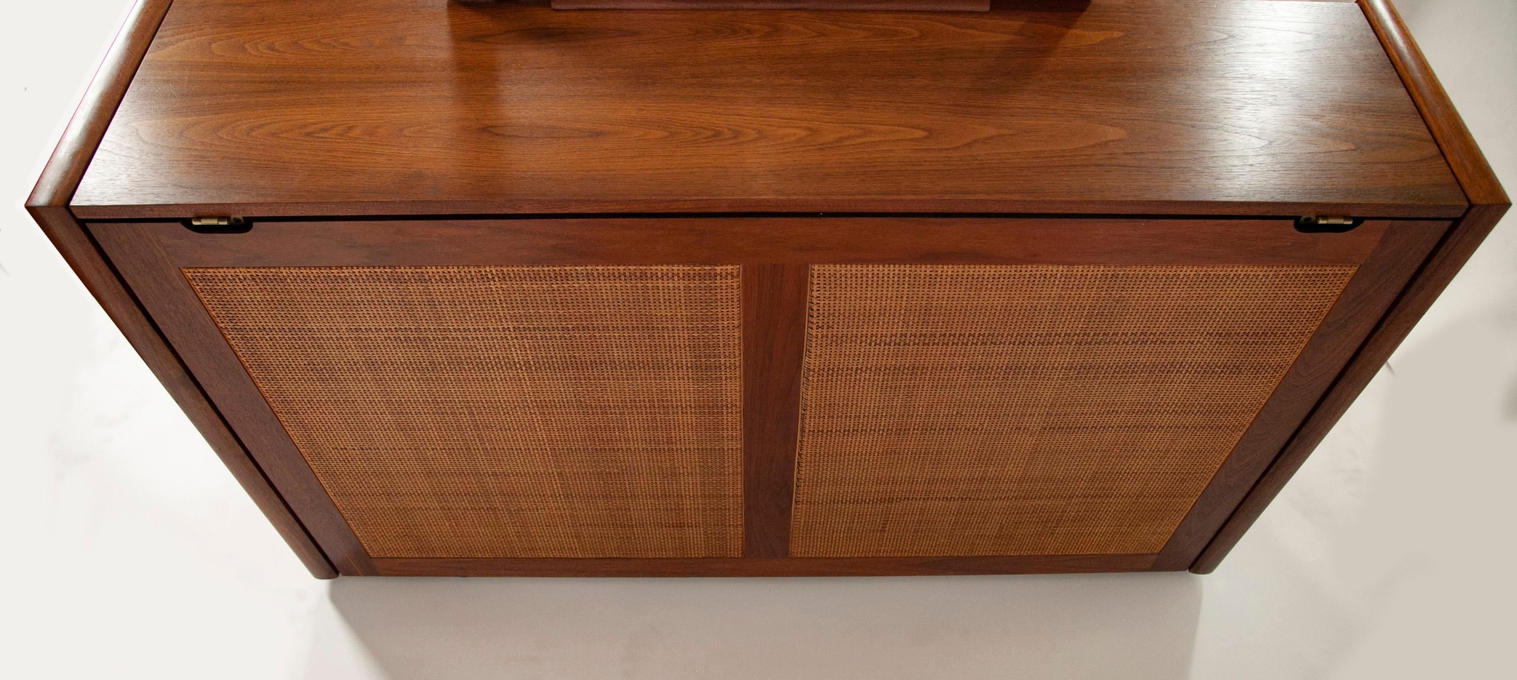 Mid-Century Modern Baldwin Acrosonic Piano in Walnut and Caning, 1960's 11