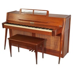 Mid-Century Modern Baldwin Acrosonic Piano in Walnut and Caning, 1960's