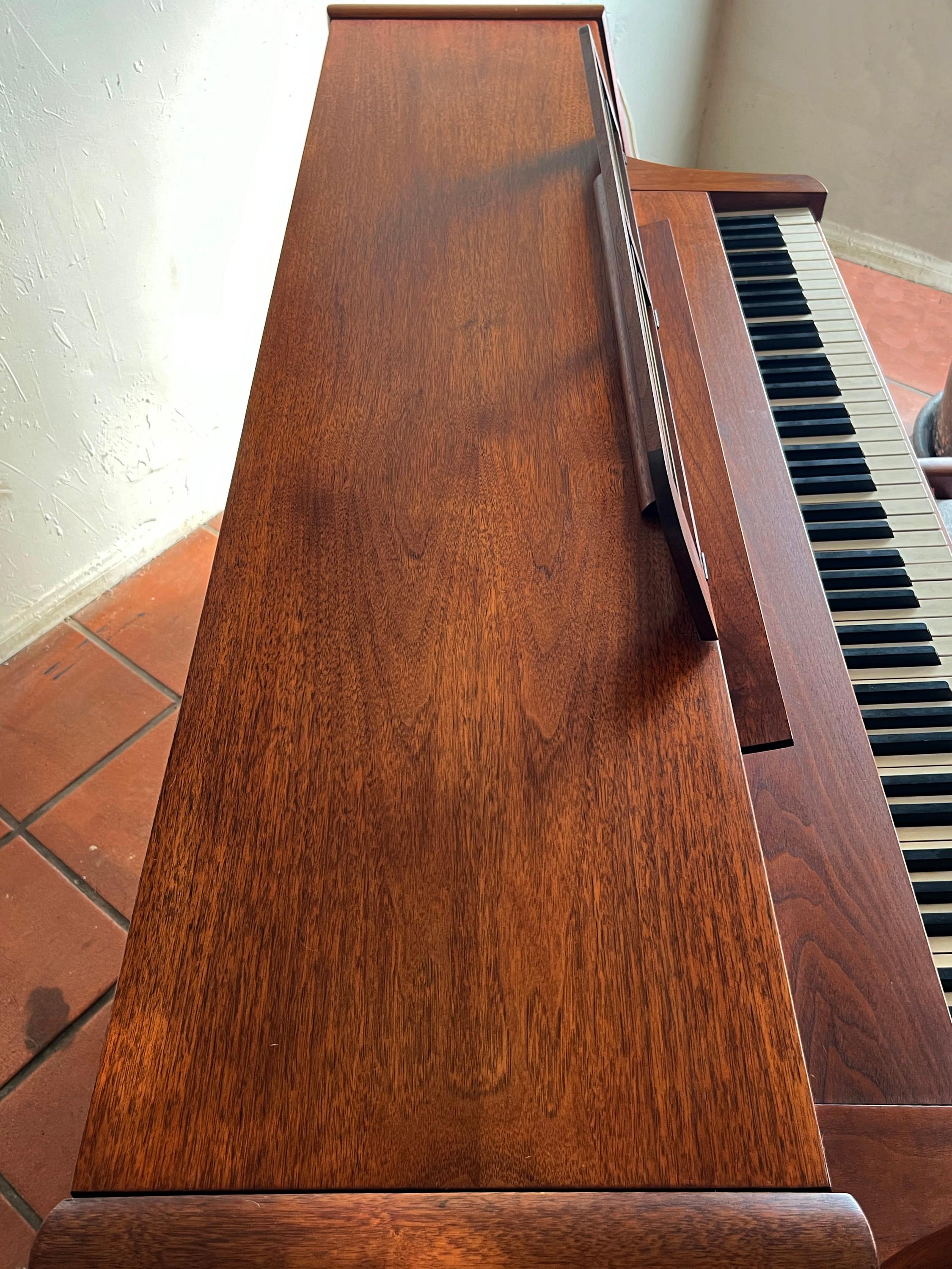 Mid-Century Modern Baldwin Acrosonic Piano in Walnut + Caning with Bench, 1960s 6