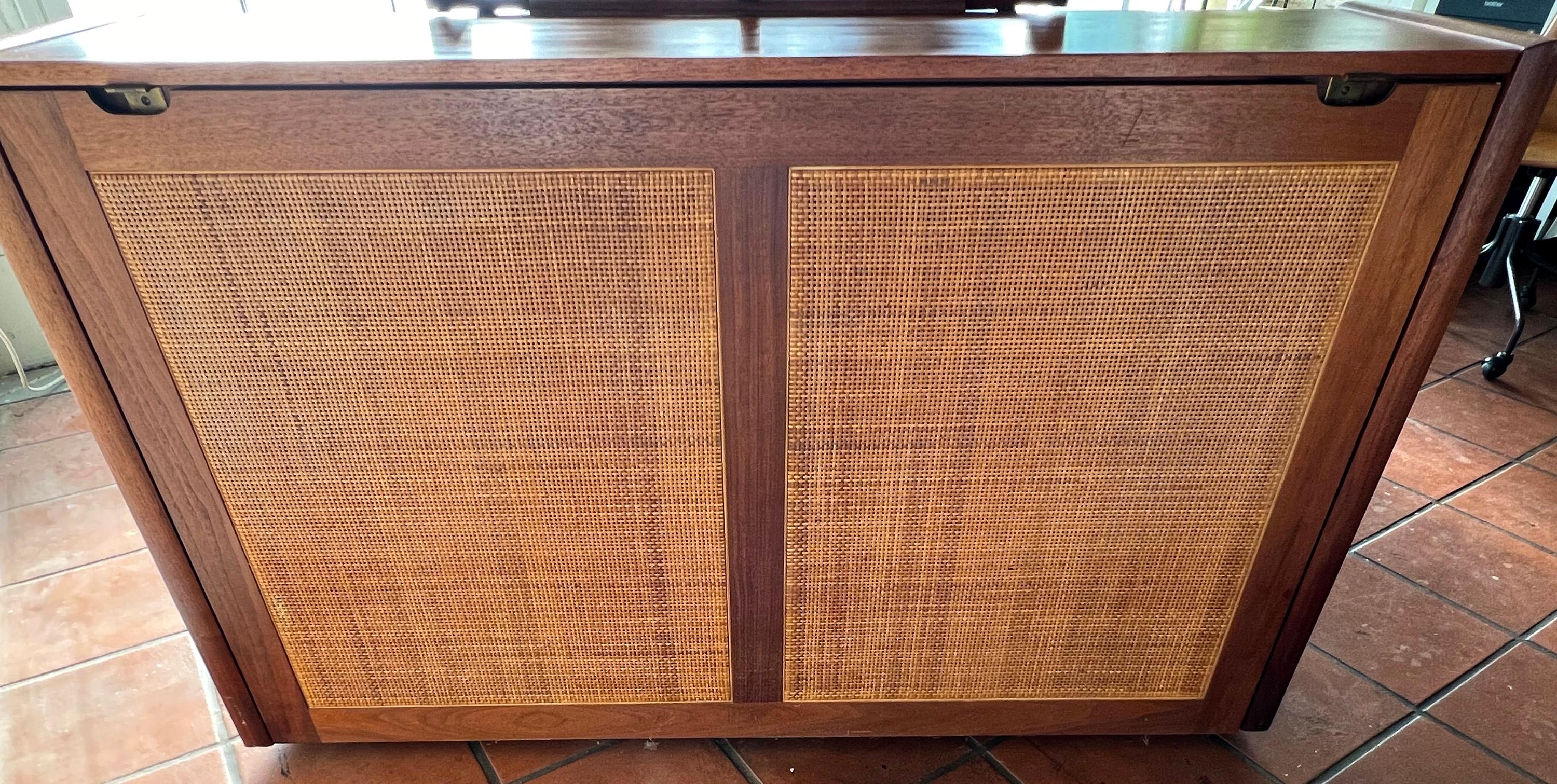 Mid-Century Modern Baldwin Acrosonic Piano in Walnut + Caning with Bench, 1960s 8