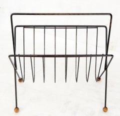 Mid-Century Modern Ball Feet Tony Paul Magazine Rack Stand