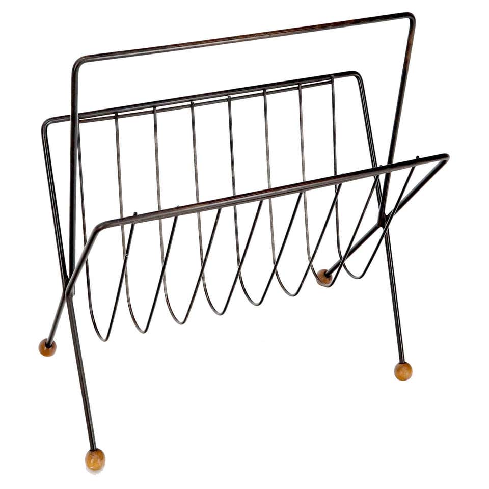 Danish Mid-Century Modern Rosewood Magazine Rack on Wheels For Sale at ...