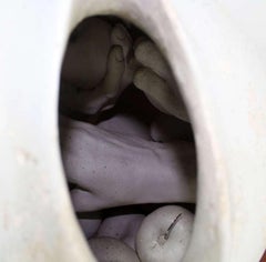 Mid Century Modern Ball Shape Face Open Mouth Pottery Sculpture Signed Dated1972