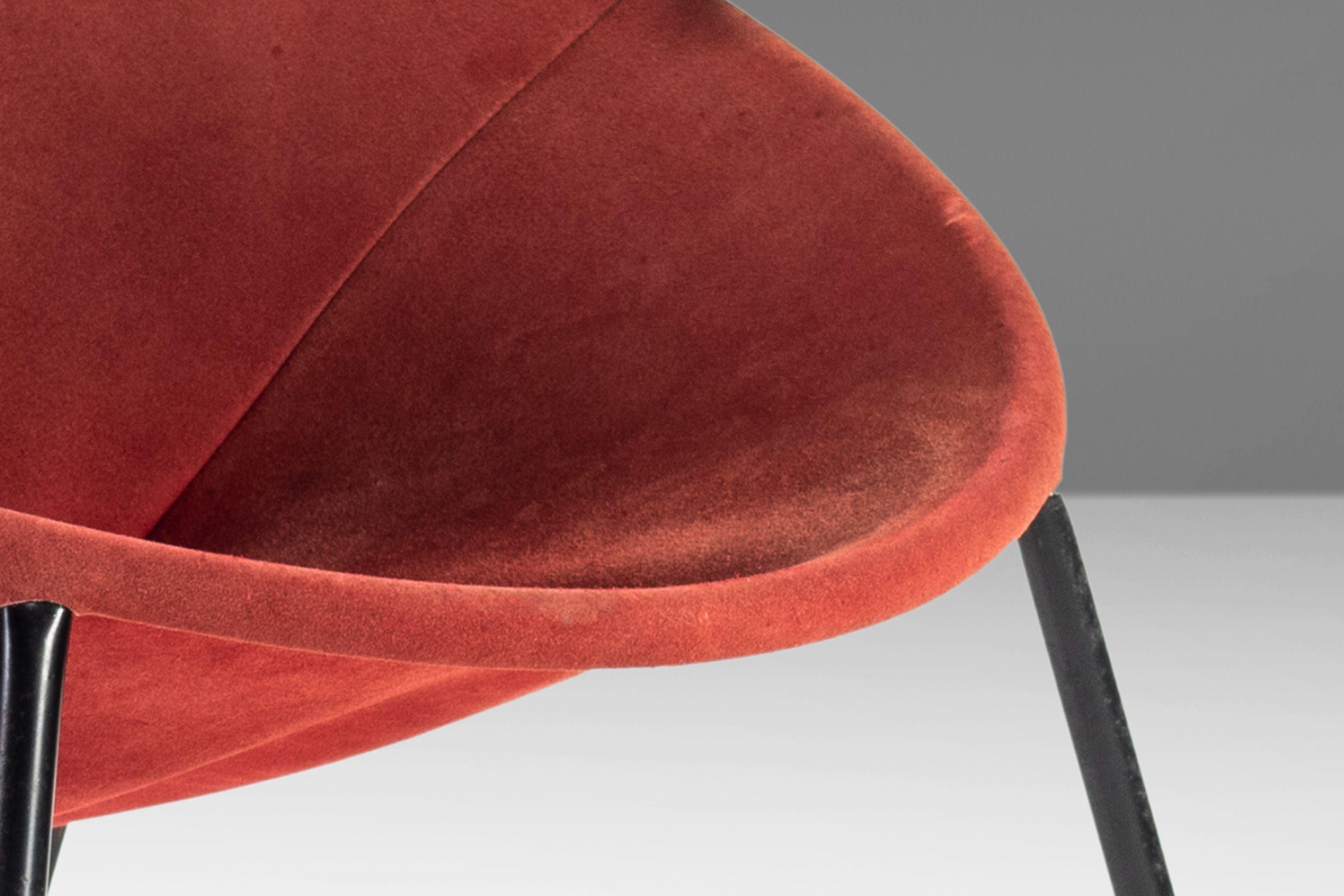 Mid Century Balloon / Hoop Chair in Red Dyed Suede by Hans Olsen, Denmark, 1960s For Sale 5