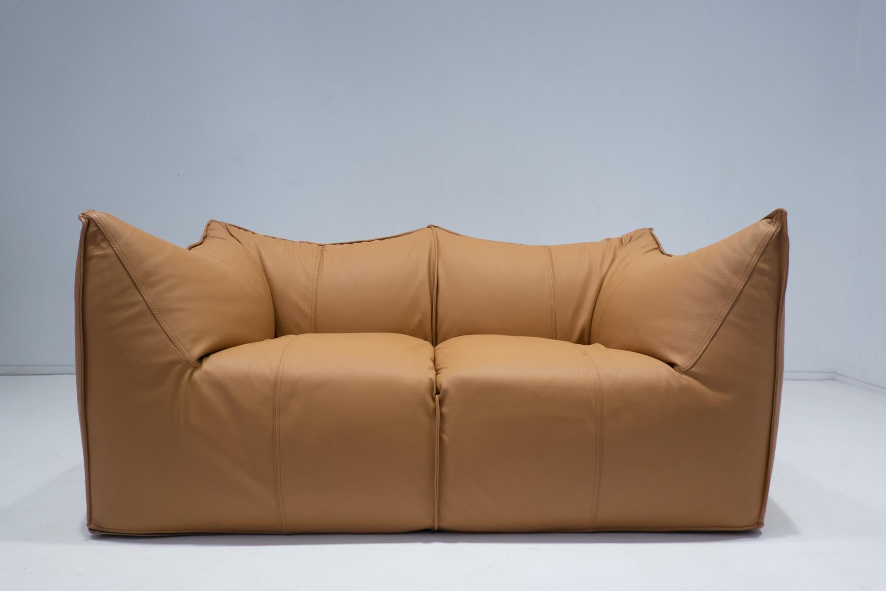 Mid-Century Modern Bambole Sofa by Mario Bellini for B&B Italia, Cognac Leather For Sale 6