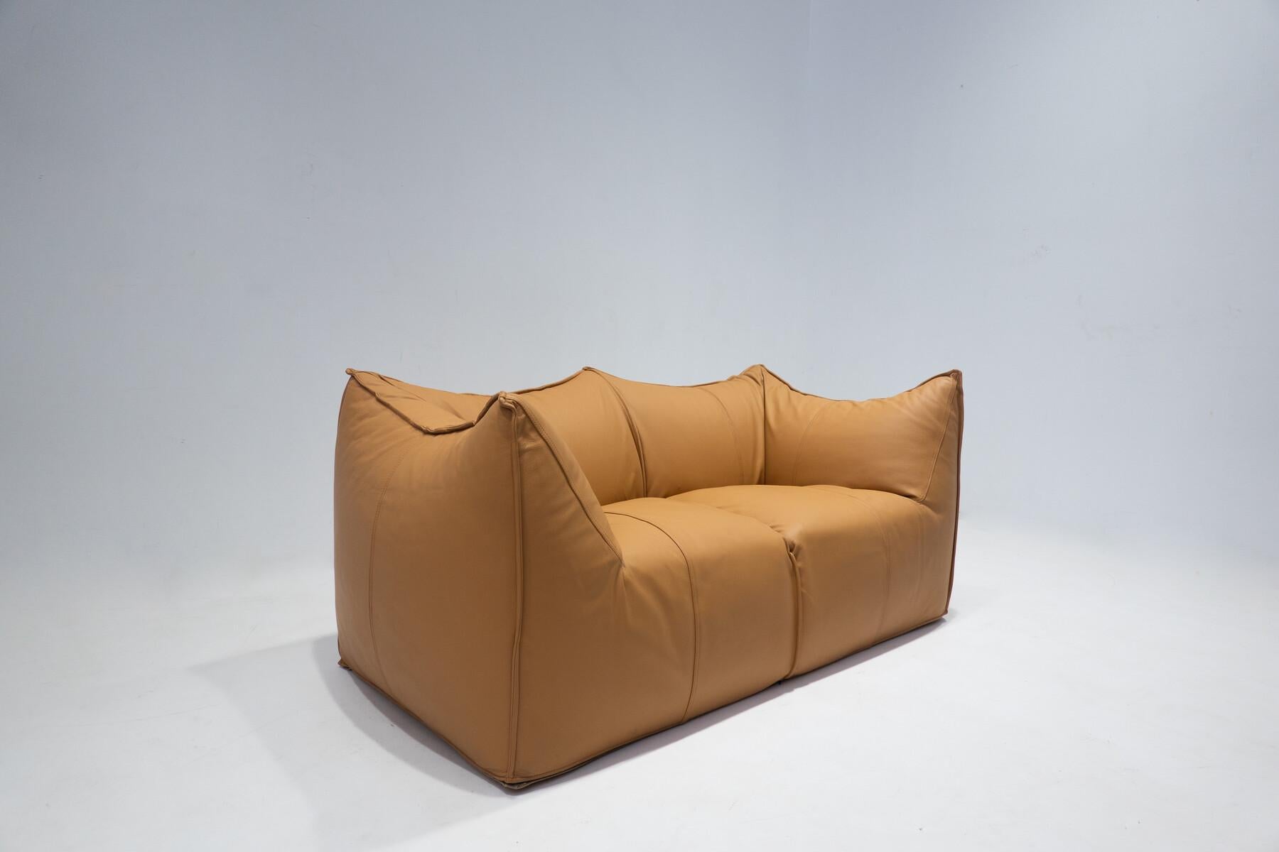 Mid-Century Modern Bambole Sofa by Mario Bellini for B&B Italia, Cognac Leather For Sale 7