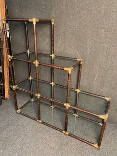 Mid-Century Modern Bamboo and Brass Etagere