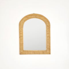 Mid Century Modern Bamboo and Cane Mirror, Dal Vera Italy 70s