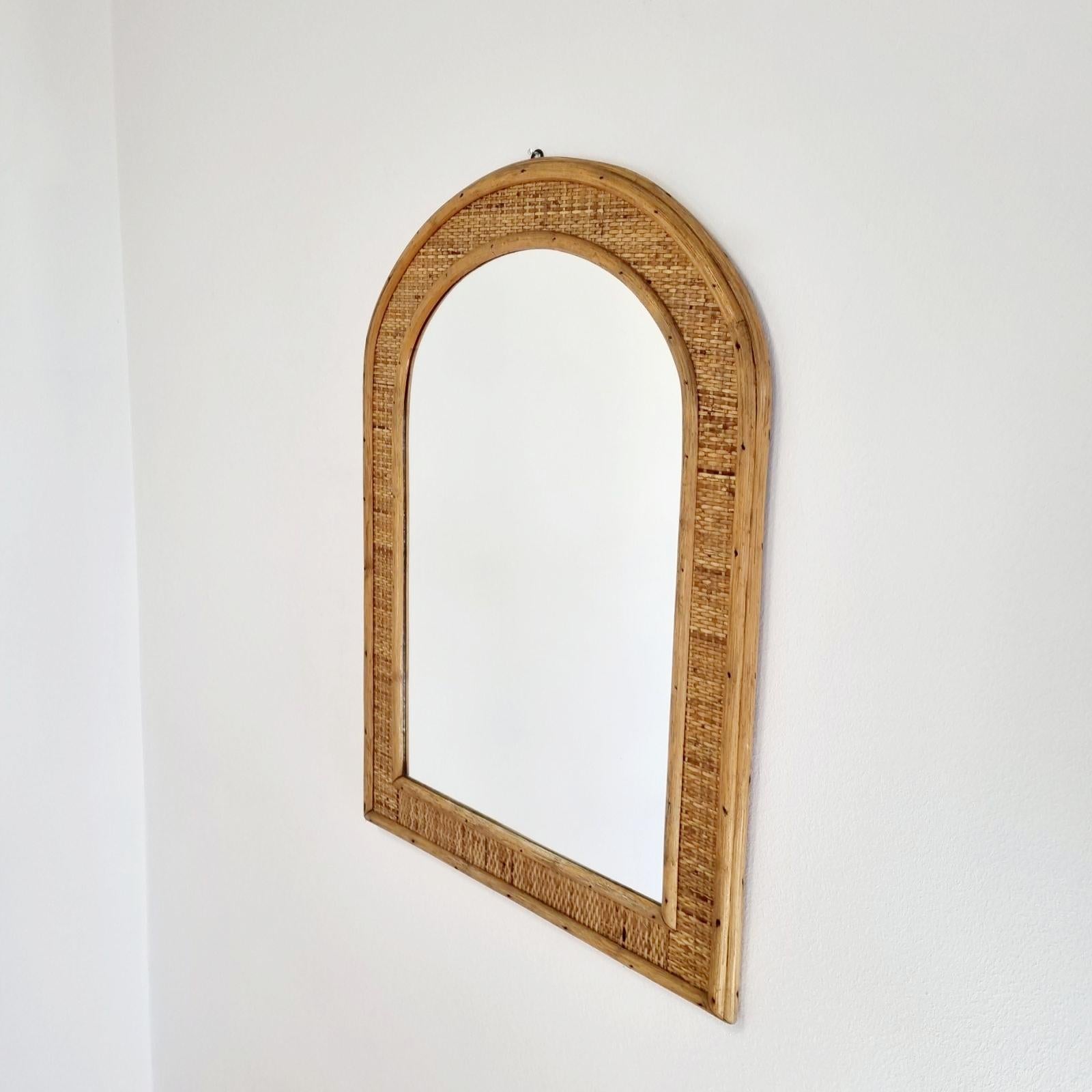 Mid-Century Modern Mid Century Modern Bamboo and Cane Mirror, Italy 70s For Sale