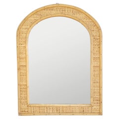 Mid Century Modern Bamboo and Cane Mirror, Italy 70s