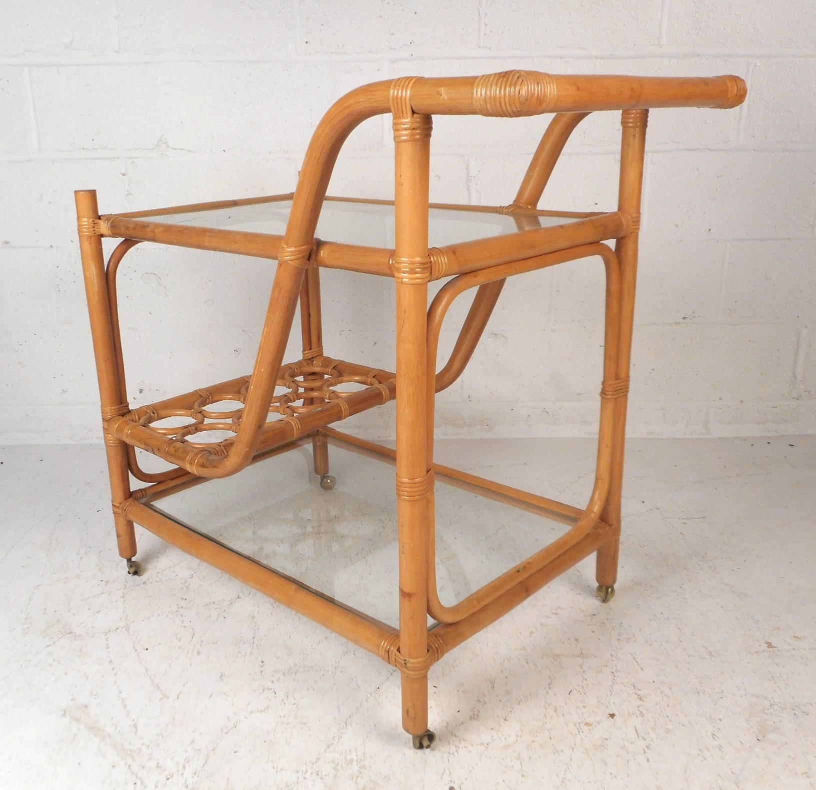 Mid-20th Century Mid-Century Modern Bamboo and Glass Bar Cart