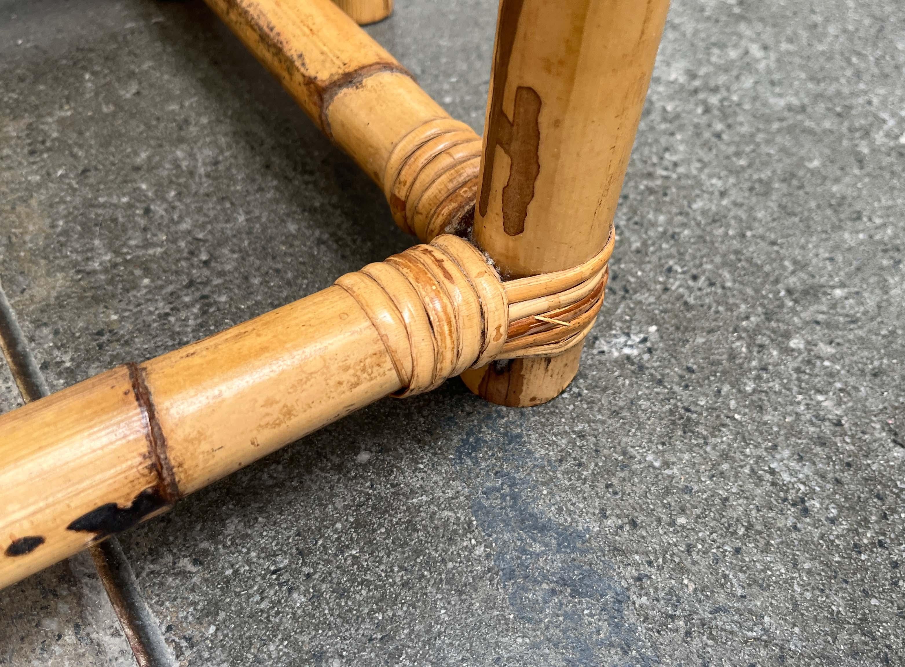 Mid-Century Modern Bamboo and Glass Nesting Tables, 1960s, Set of 3 For Sale 5