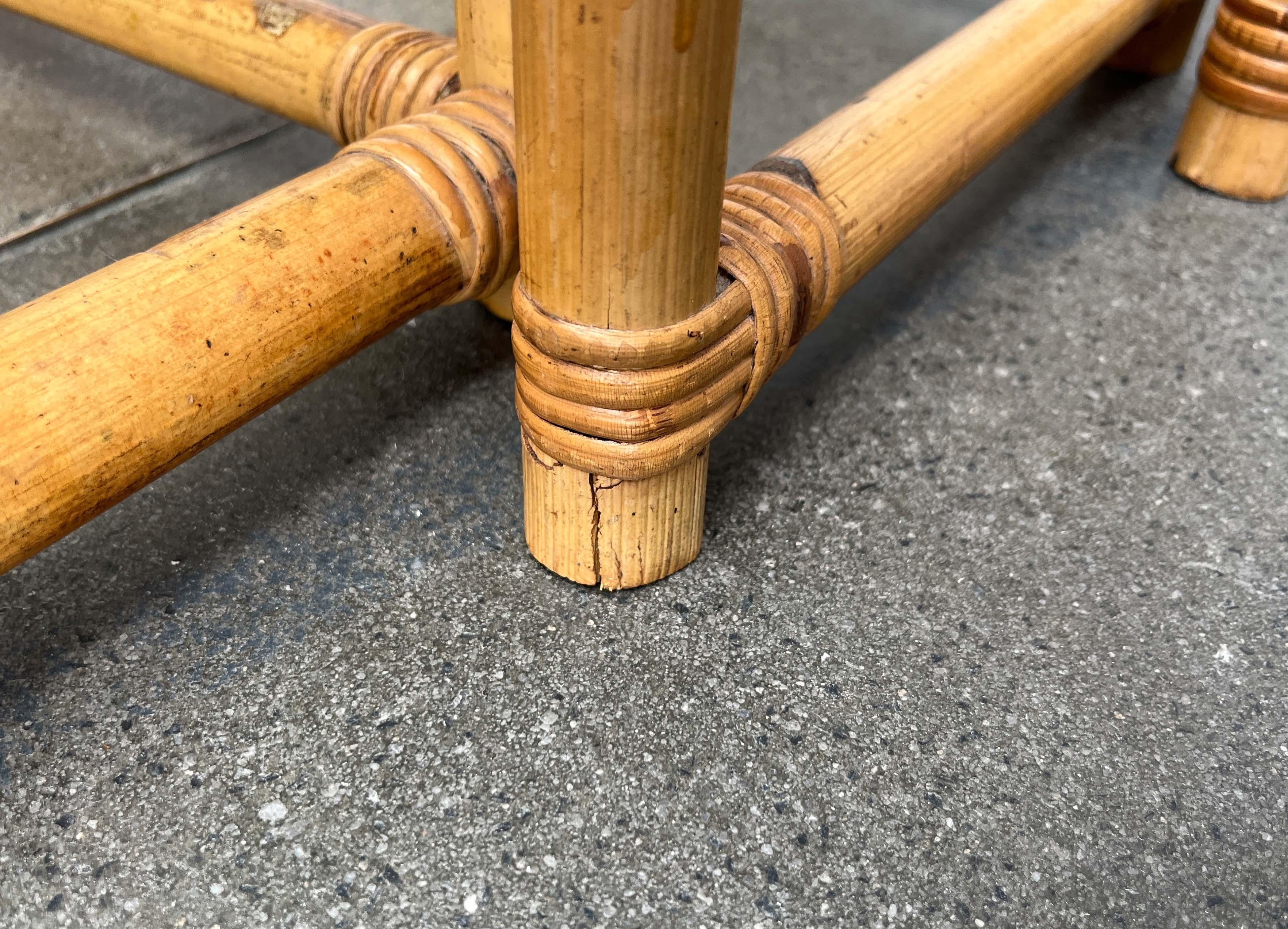 Mid-Century Modern Bamboo and Glass Nesting Tables, 1960s, Set of 3 For Sale 6