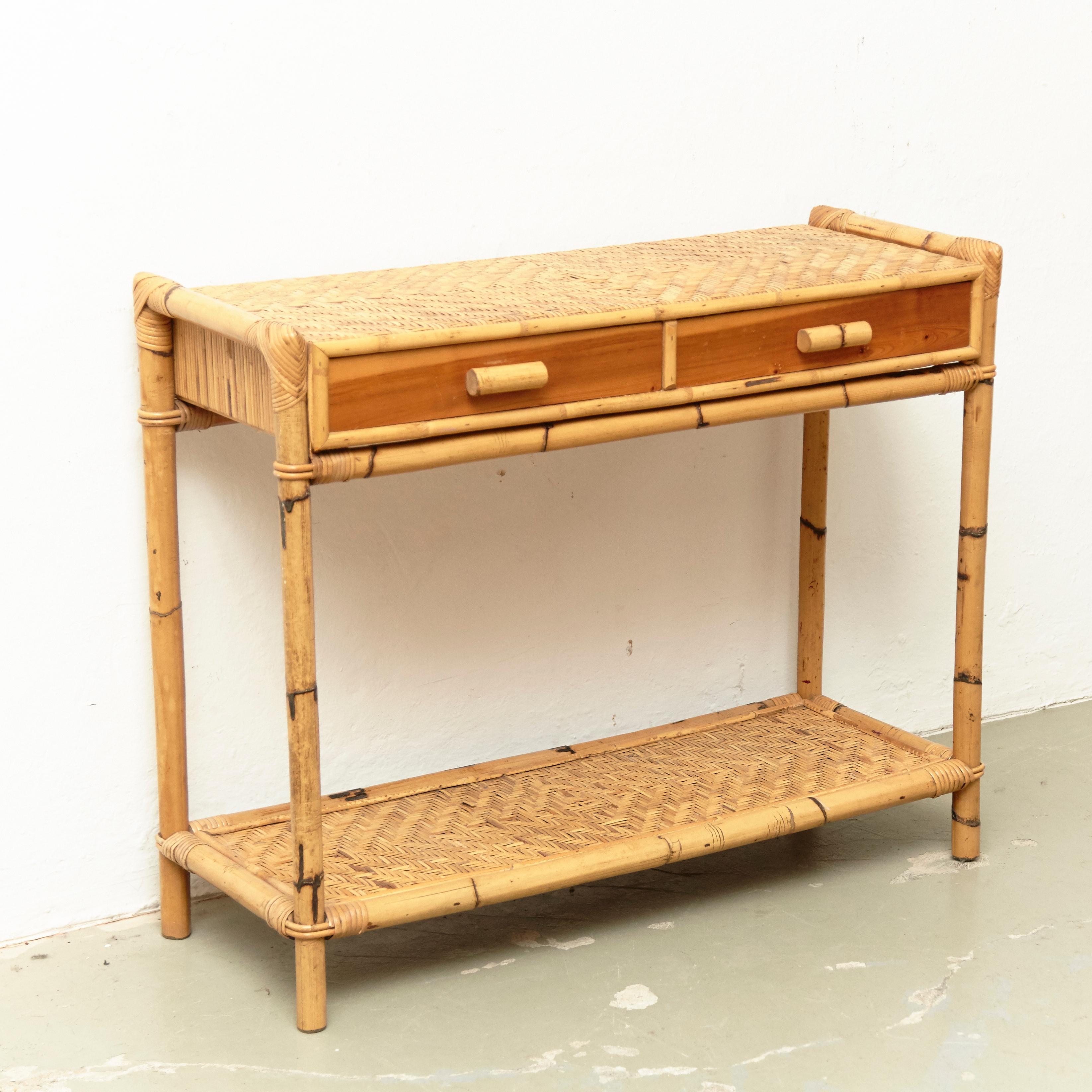 Mid-Century Modern Bamboo and Rattan Console French Rivera, circa 1960 In Good Condition In Barcelona, Barcelona