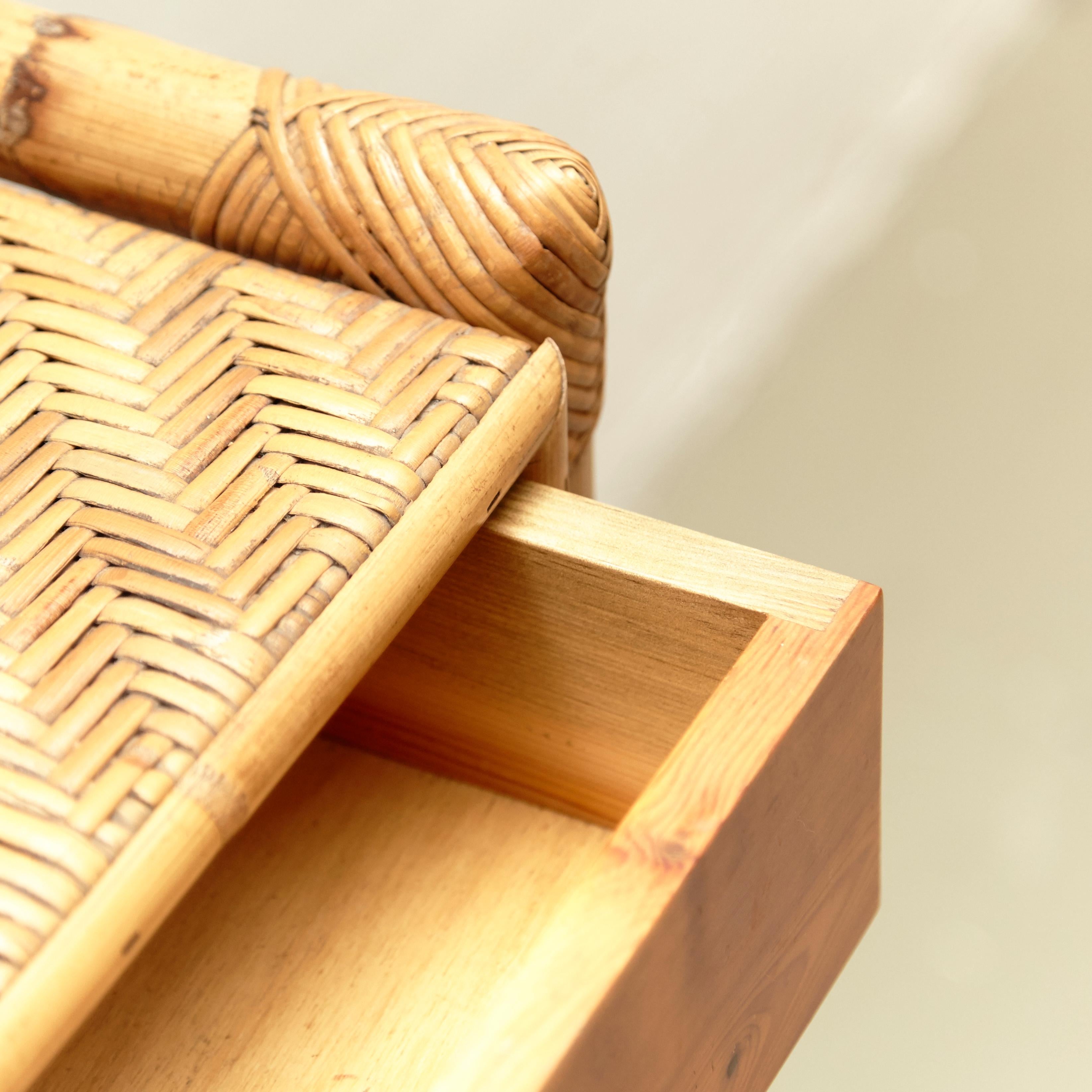 Mid-Century Modern Bamboo and Rattan Console French Rivera, circa 1960 5