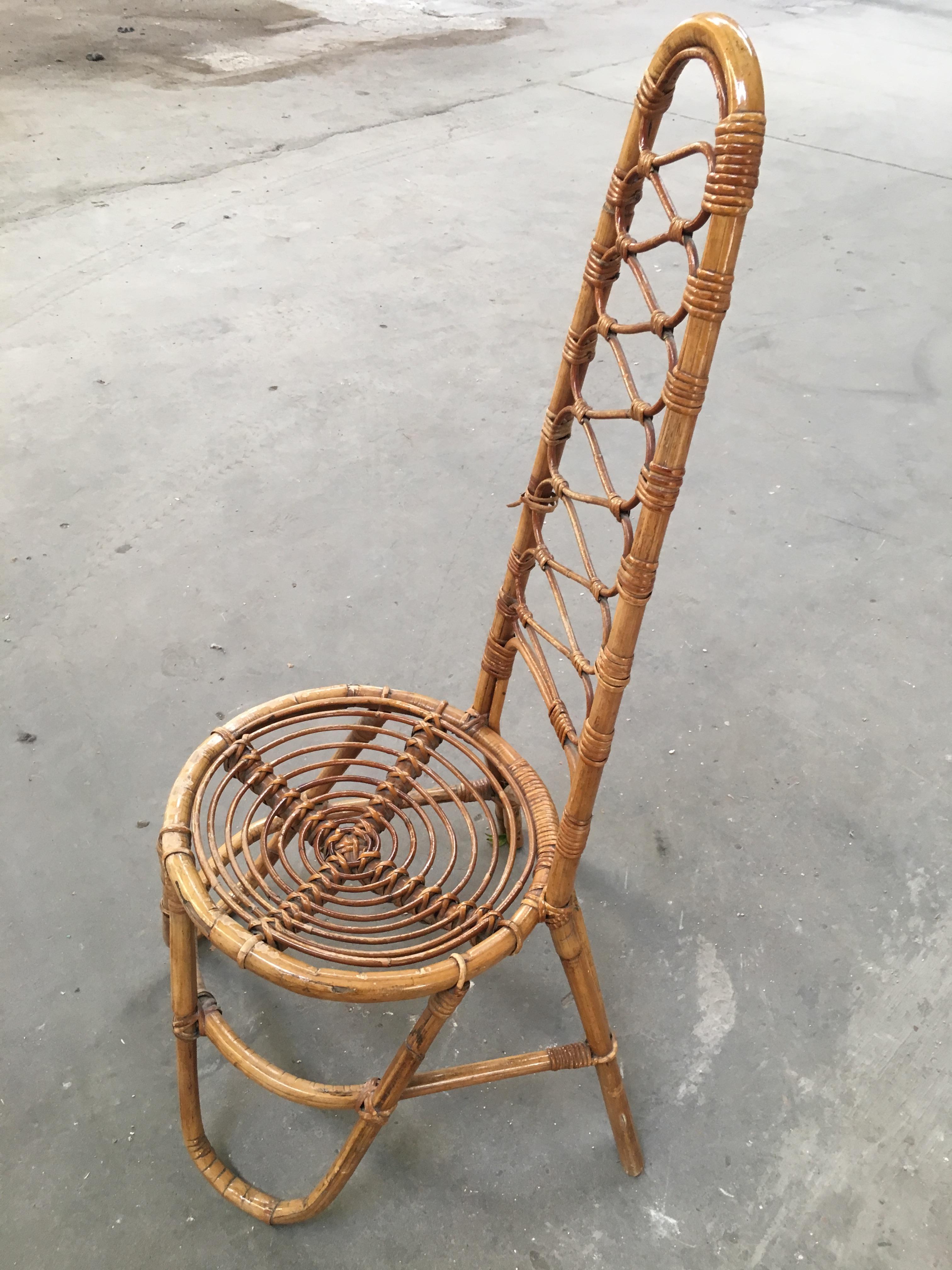Mid-Century Modern Bamboo and Rattan French Riviera Chair, 1960s In Good Condition In Prato, IT