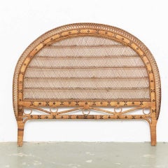 Mid-Century Modern Bamboo and Rattan Headboard Handcrafted French Riviera, 1960