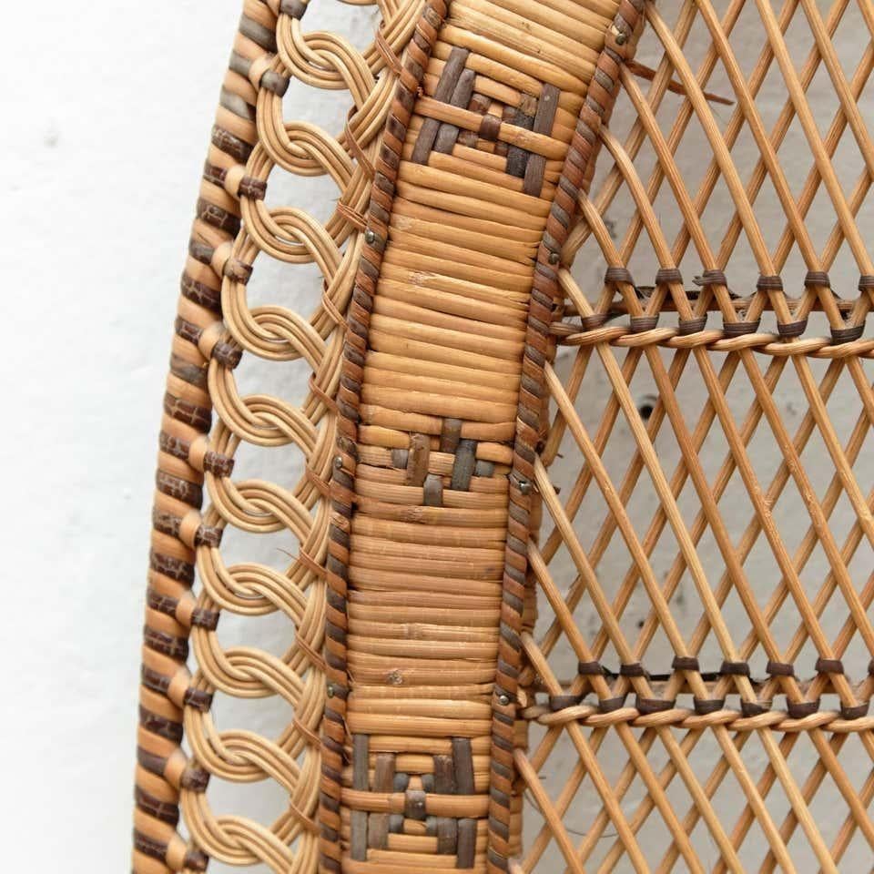 Mid-20th Century Mid-Century Modern Bamboo and Rattan Headboard Handcrafted French Riviera, 1960 For Sale