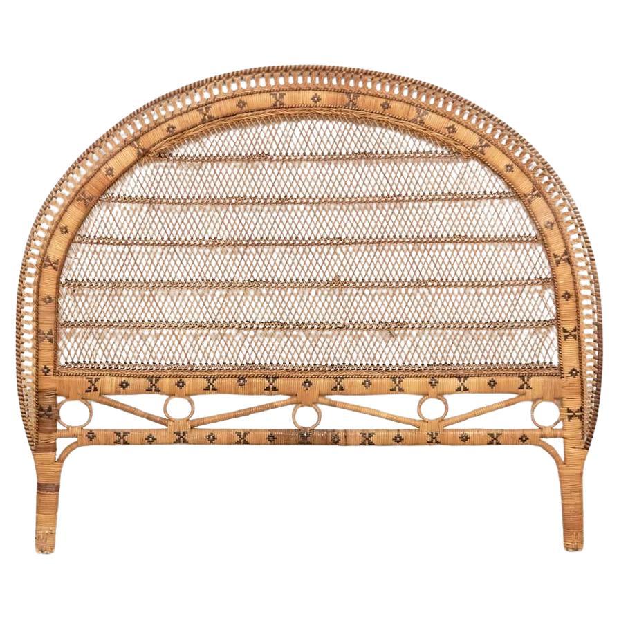 Mid-Century Modern Bamboo and Rattan Headboard Handcrafted French Riviera, 1960