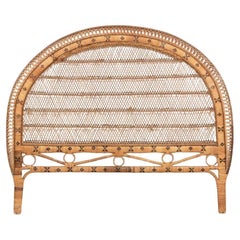 Mid-Century Modern Bamboo and Rattan Headboard Handcrafted French Riviera, 1960
