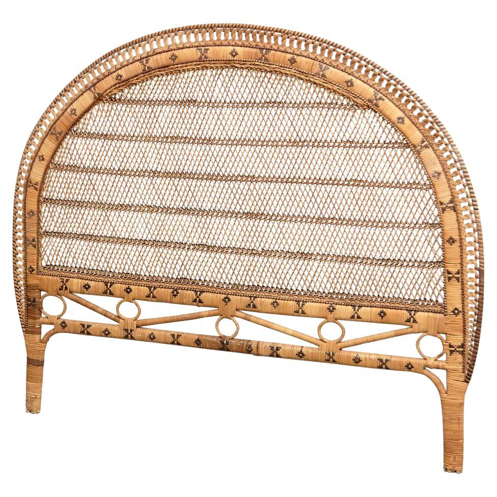 Mid-Century Modern Bamboo and Rattan Headboard Handcrafted French Riviera,  1960 For Sale at 1stDibs