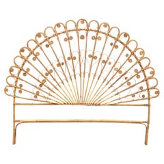 Used Mid-Century Modern Bamboo and Rattan Headboard Handcrafted French Riviera, 1960