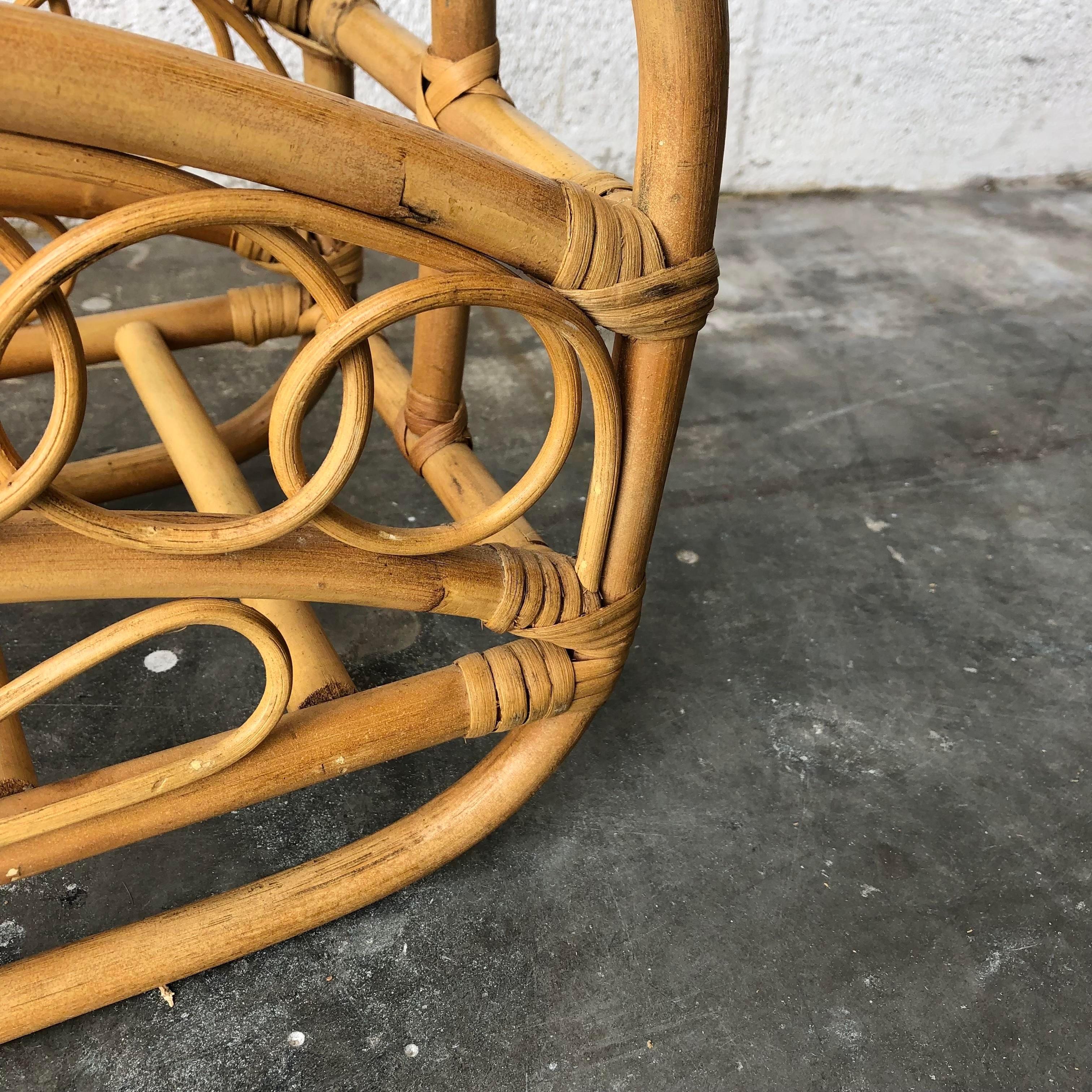 Mid Century Modern Bamboo and Rattan Magazine Rack in the Franco Albini Style For Sale 6
