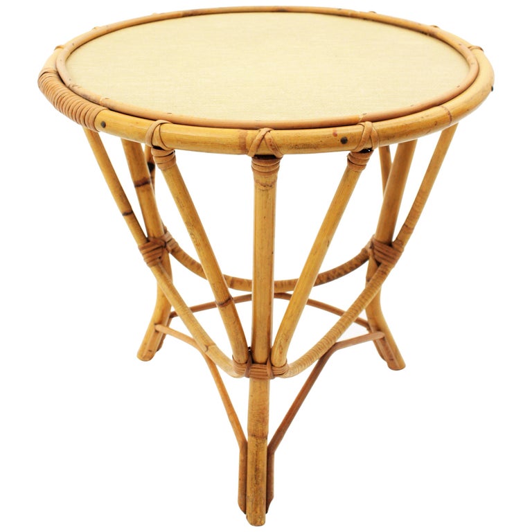 Mid Century Modern Bamboo And Rattan Round Coffee Table Spain Mid Century Modern Bamboo And Rattan Round Coffee Table Spain 1960s For