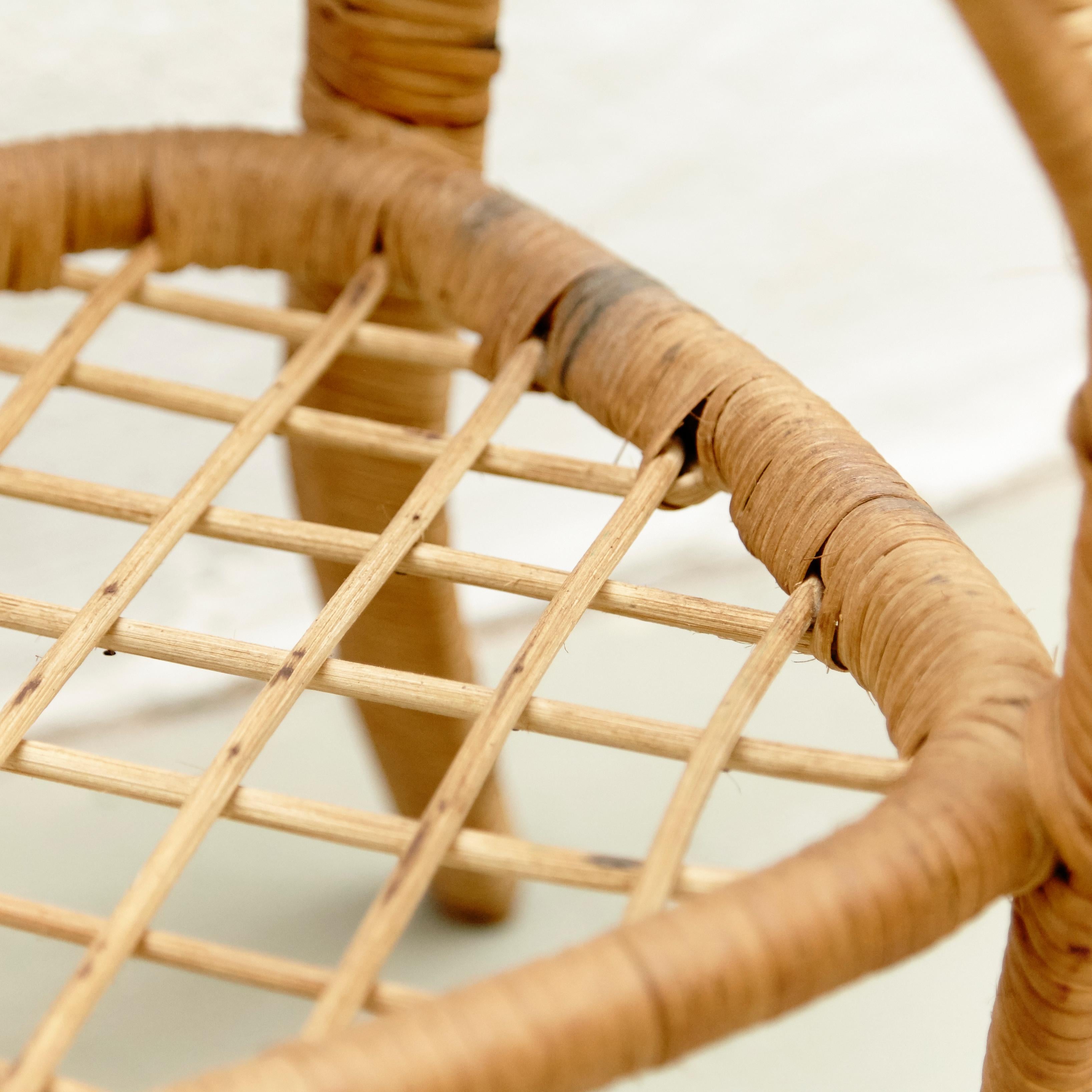 Mid-Century Modern Bamboo and Rattan Side Table, circa 1960 5