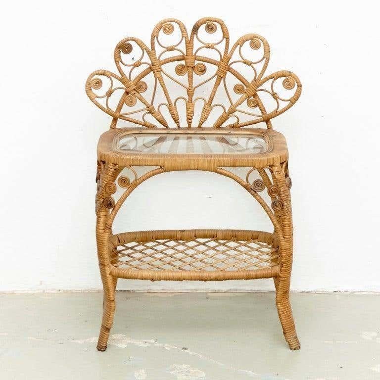 Mid-Century Modern Table d'appoint en bambou et rotin The Modernity, vers 1960 en vente