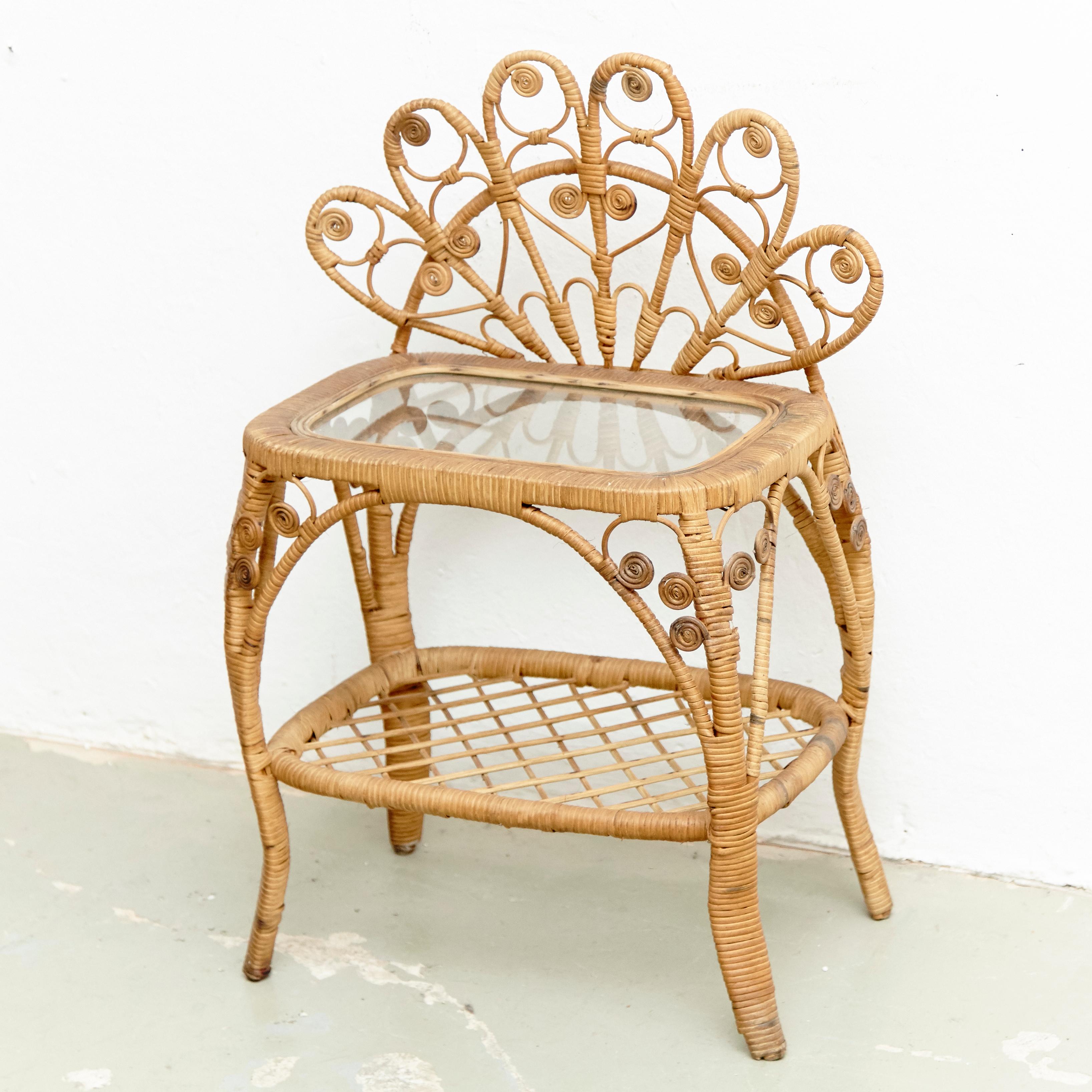 Mid-20th Century Mid-Century Modern Bamboo and Rattan Side Table, circa 1960