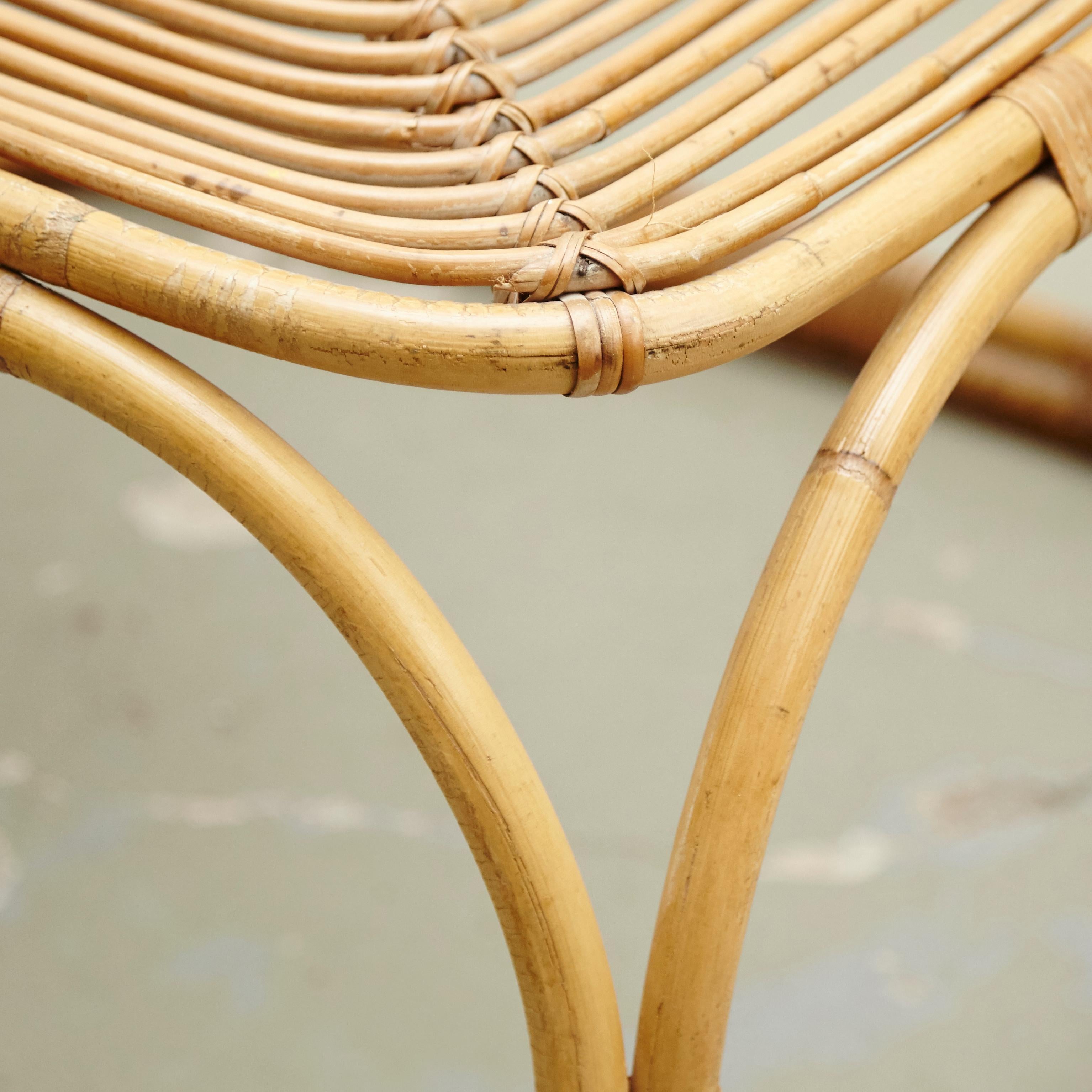 Mid-20th Century Mid-Century Modern Bamboo and Rattan Side Table, circa 1960