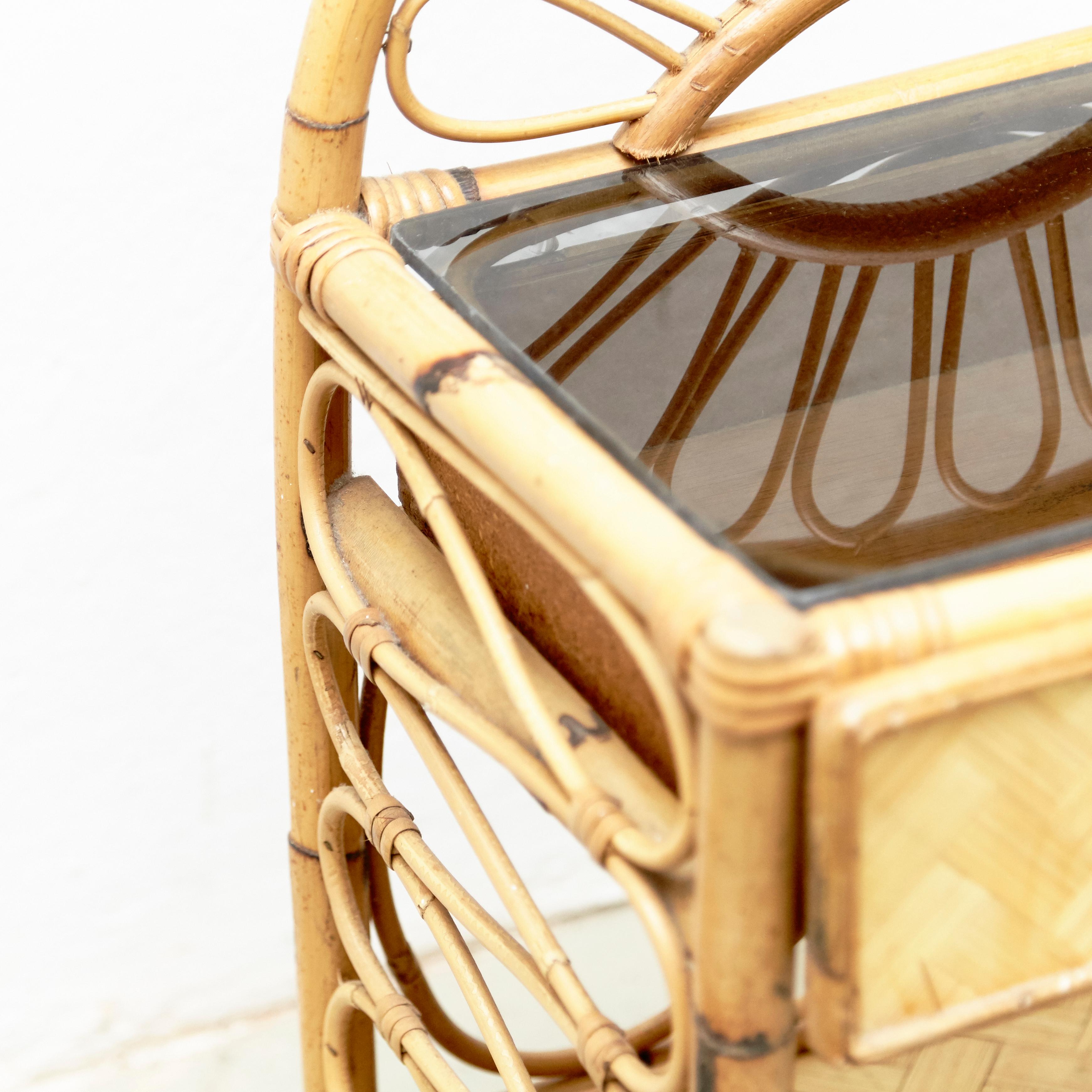 Mid-20th Century Mid-Century Modern Bamboo and Rattan Side Table, circa 1960