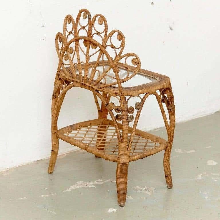 Mid-20th Century Mid-Century Modern Bamboo and Rattan Side Table, circa 1960 For Sale