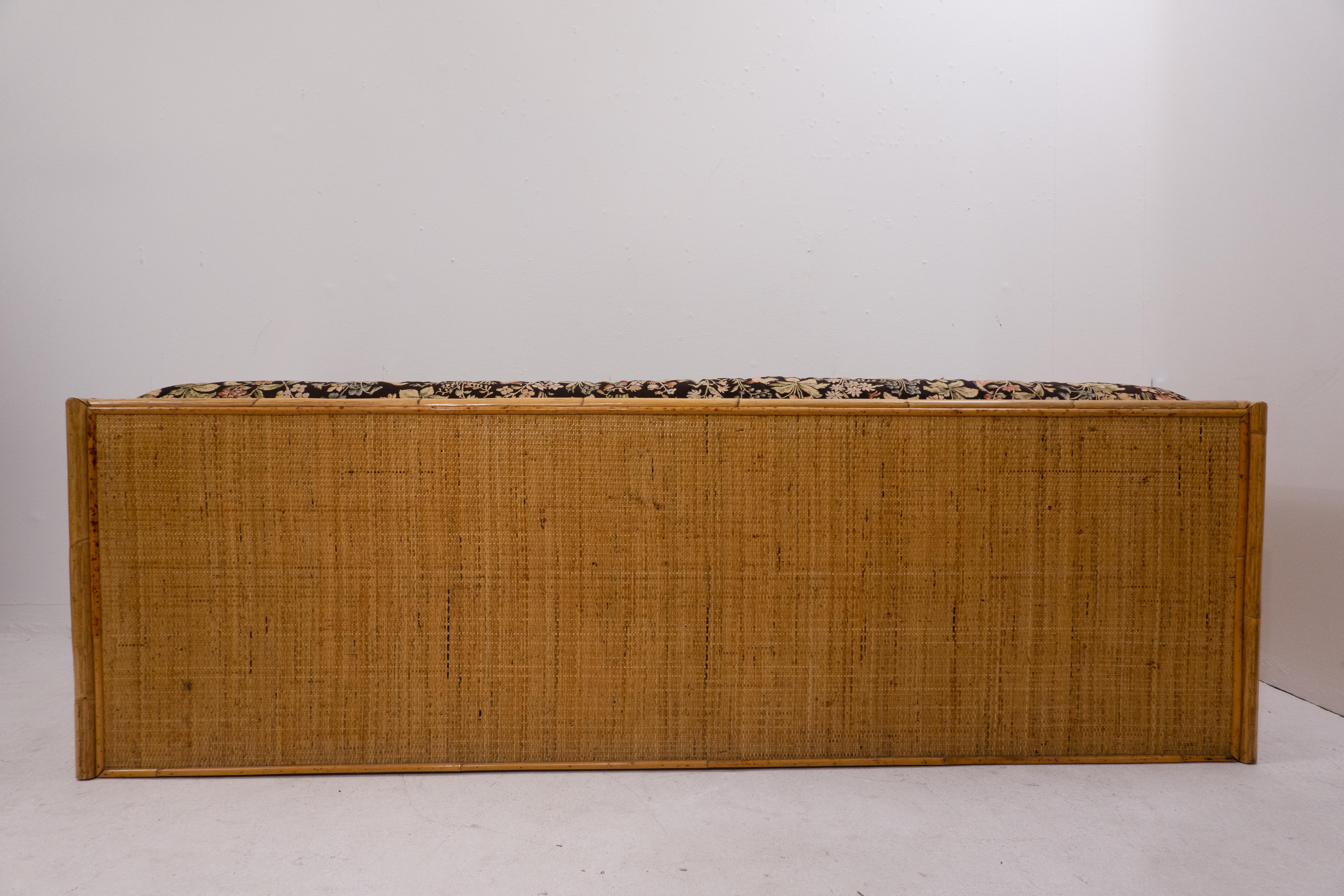Mid-Century Modern bamboo and rattan sofa with drawers - Italy 1960s.