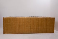 Mid-Century Modern Bamboo and Rattan Sofa with Drawers, Italy 1960s