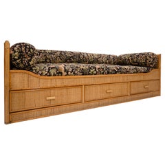Mid-Century Modern Bamboo and Rattan Sofa with Drawers, Italy 1960s