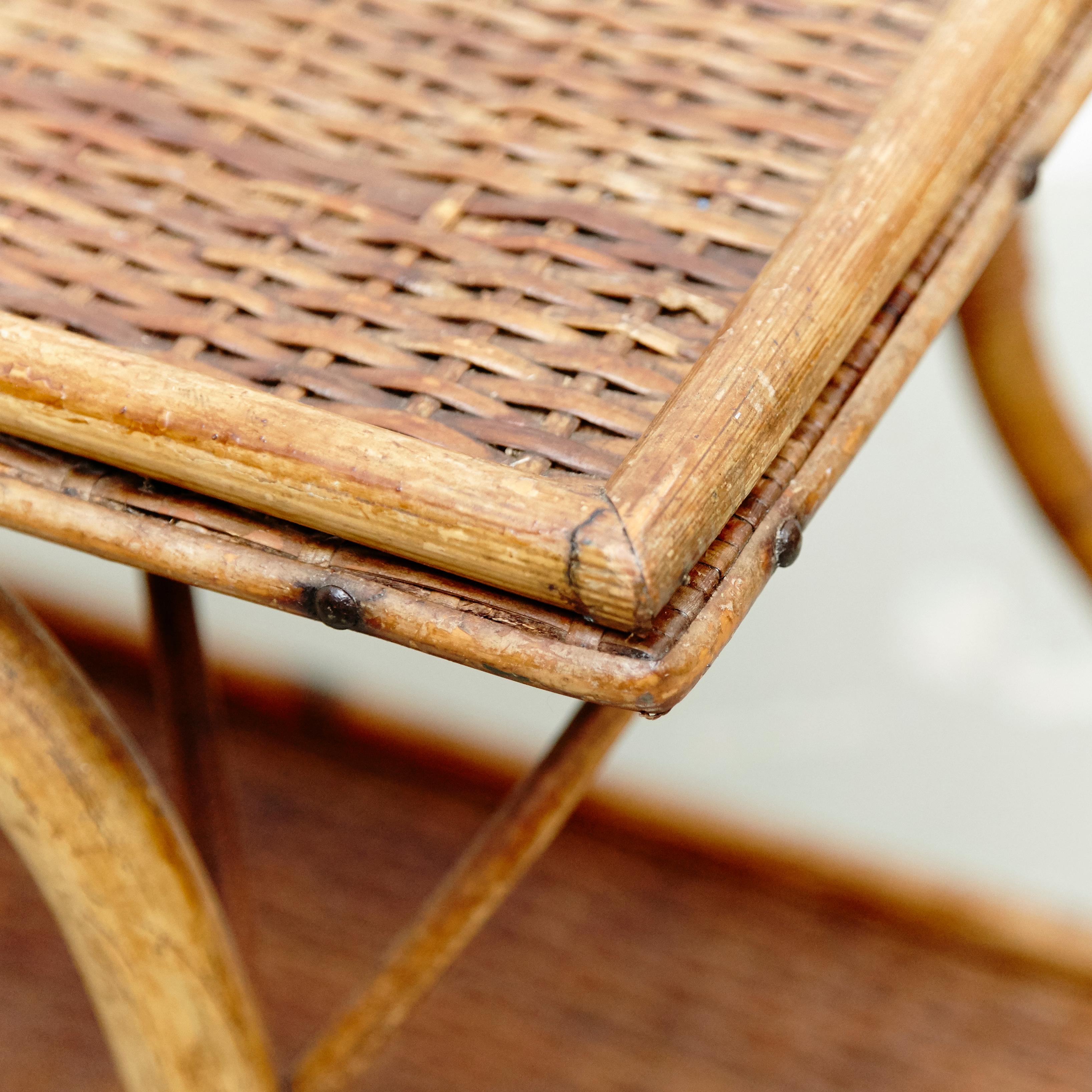 Mid-Century Modern Bamboo and Rattan Trolley Table, circa 1960 In Good Condition In Barcelona, Barcelona