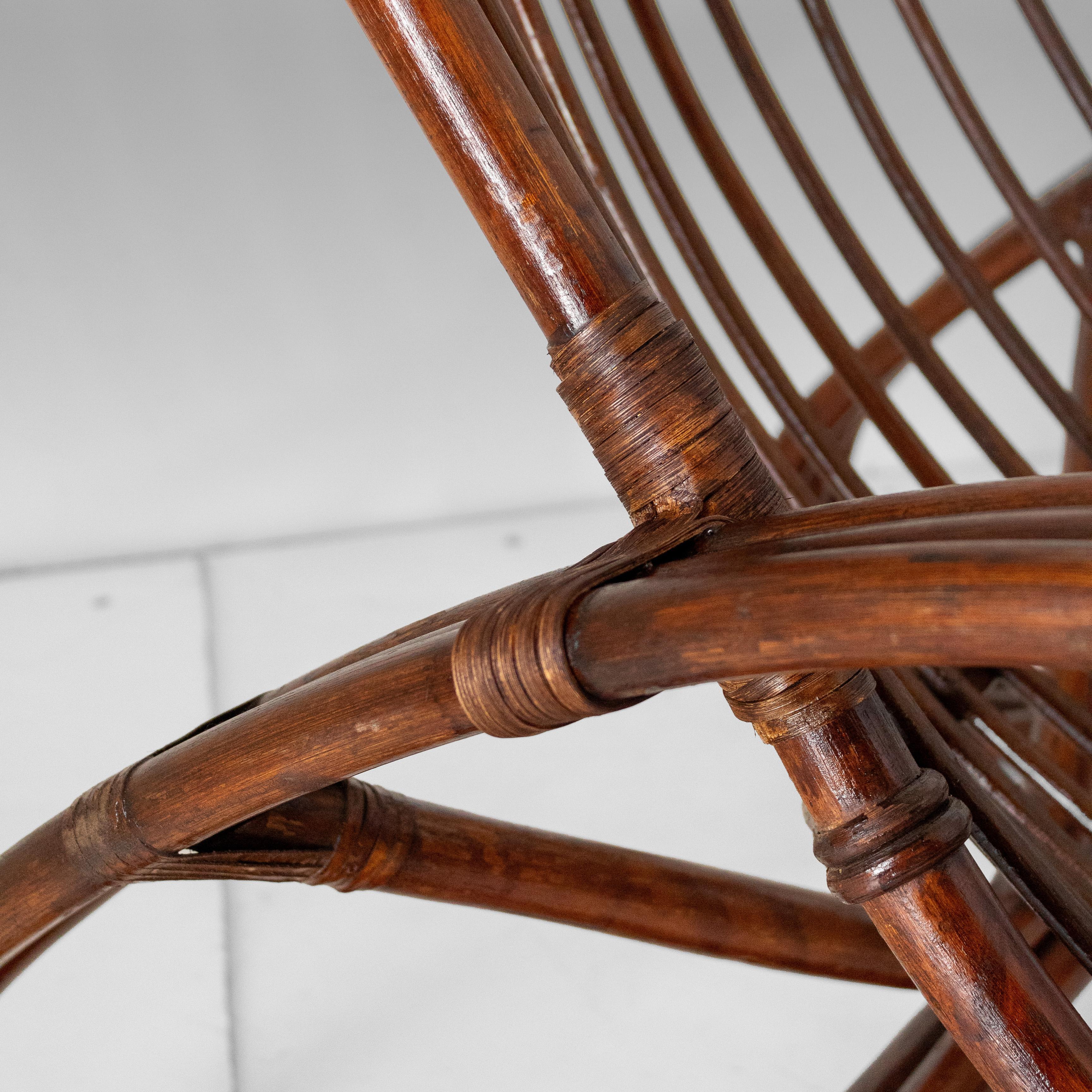 Mid Century Modern Bamboo Armchair in the style of Tito Agnoli, Italy 1960s For Sale 7