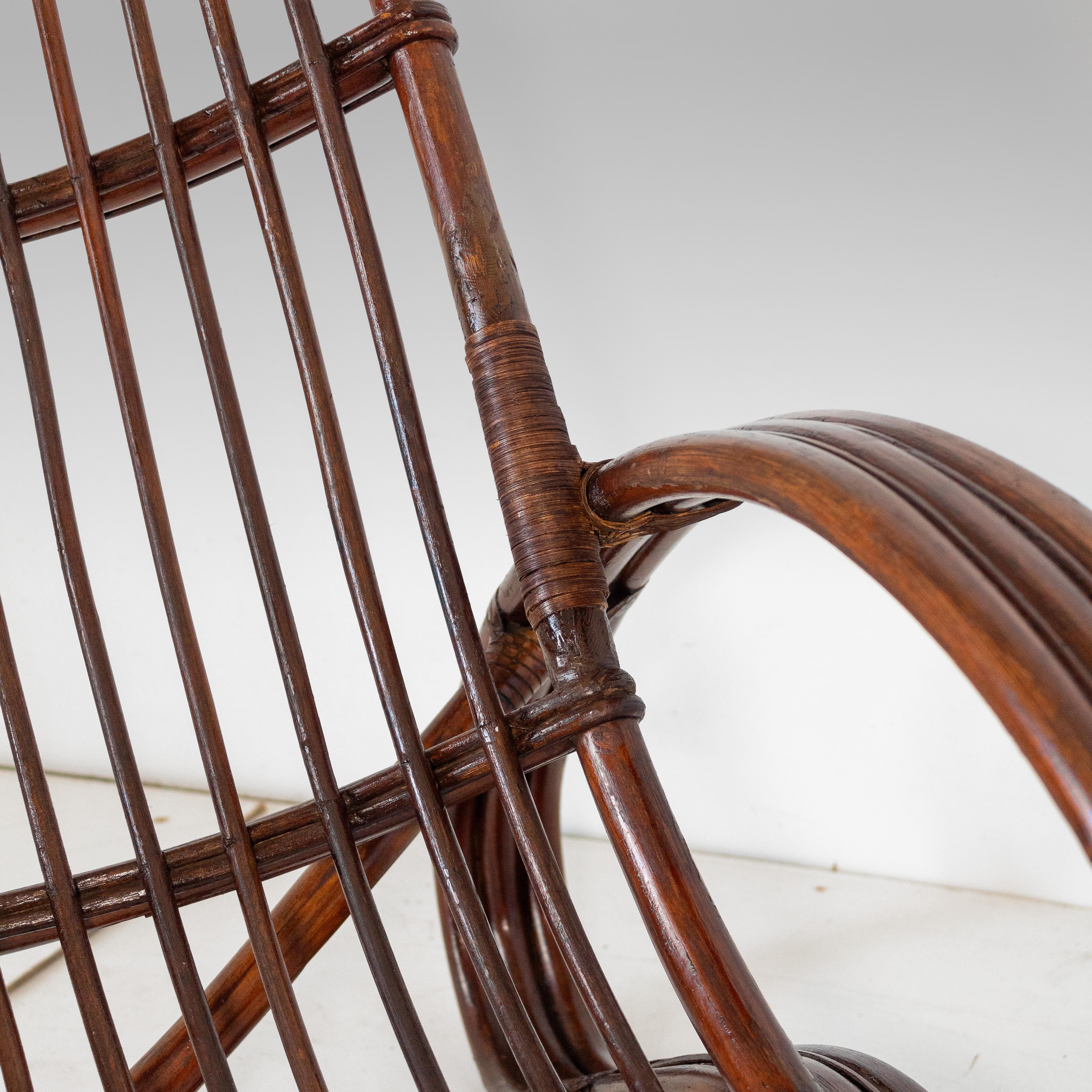 Mid Century Modern Bamboo Armchair in the style of Tito Agnoli, Italy 1960s For Sale 8
