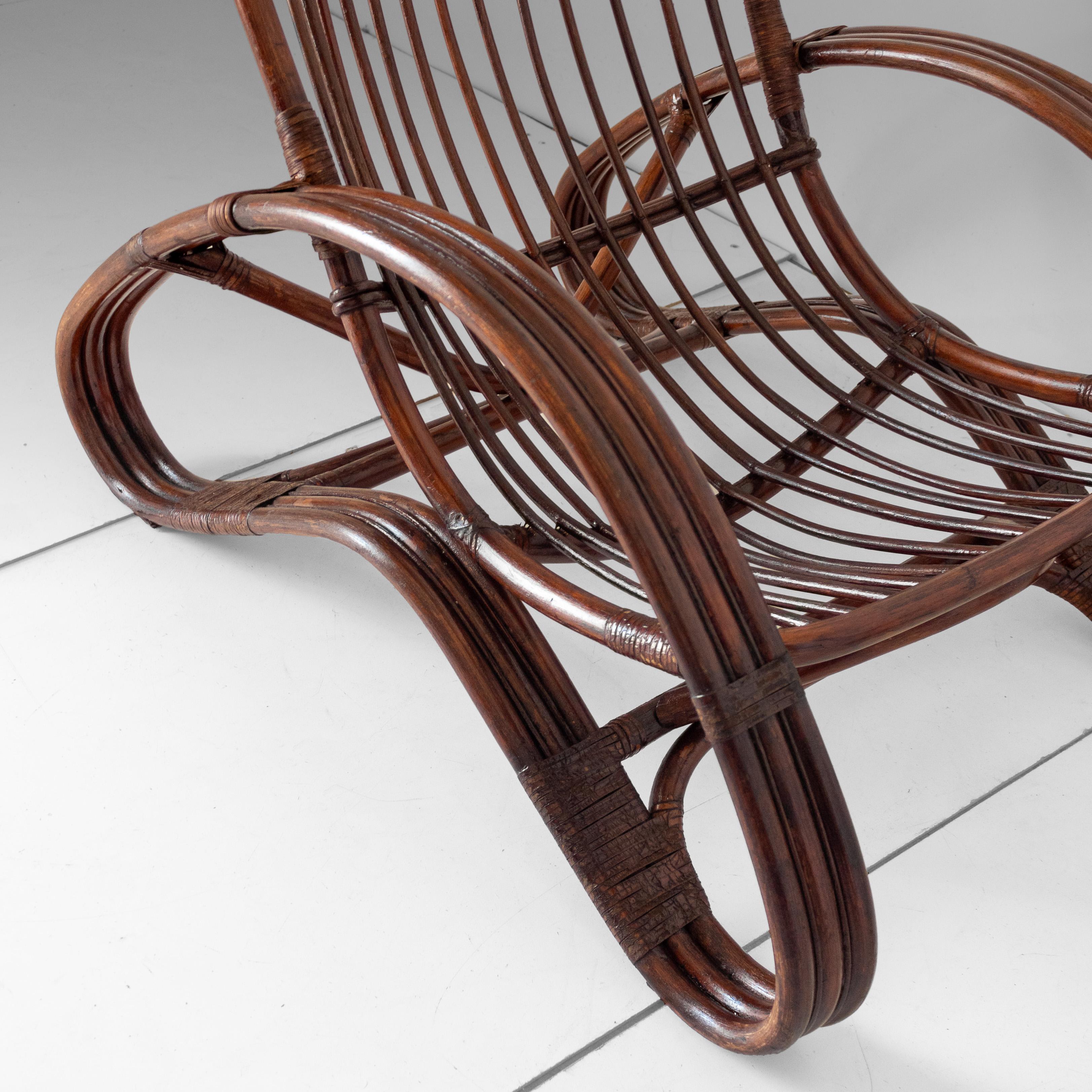 Mid Century Modern Bamboo Armchair in the style of Tito Agnoli, Italy 1960s For Sale 13