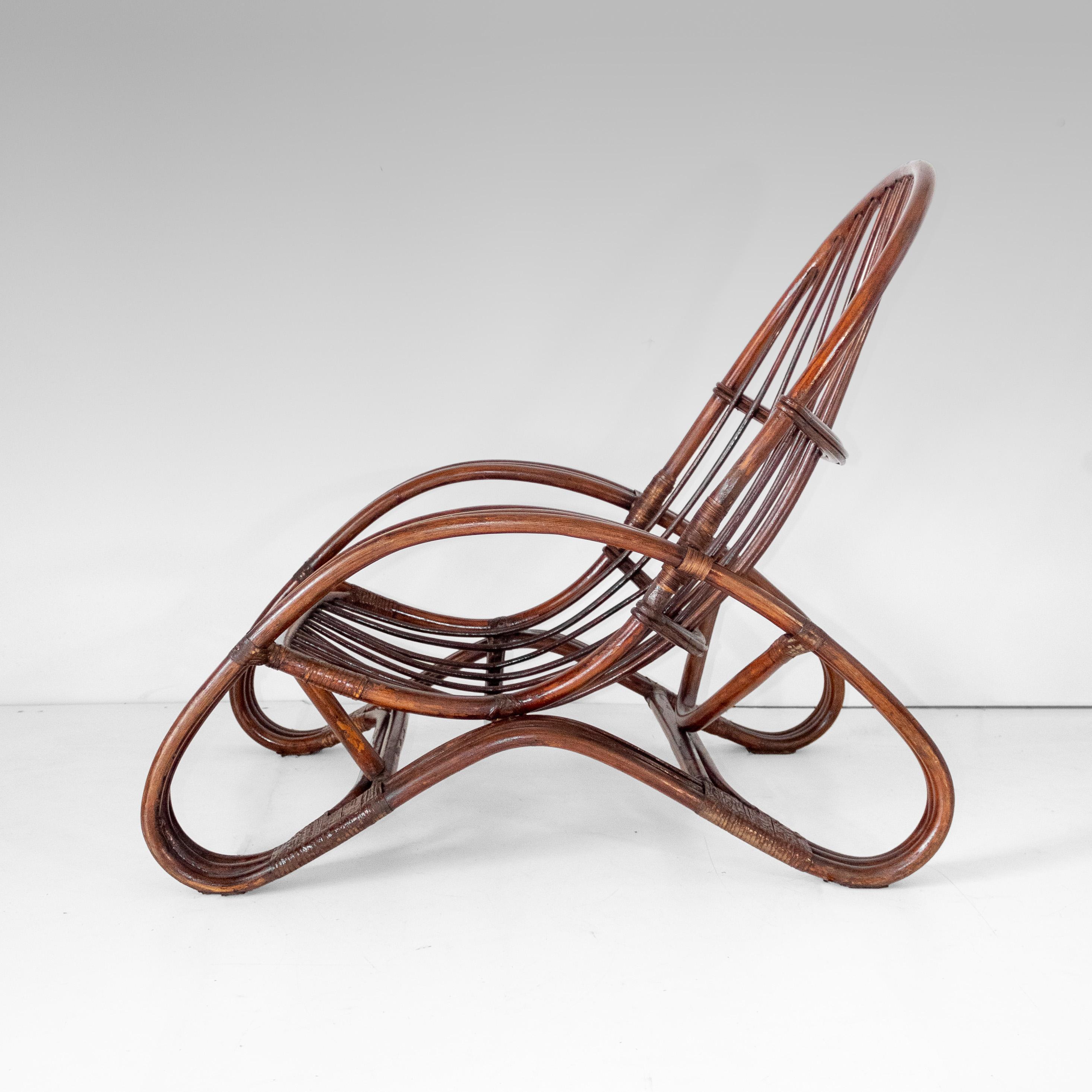Mid-Century Modern Mid Century Modern Bamboo Armchair in the style of Tito Agnoli, Italy 1960s For Sale