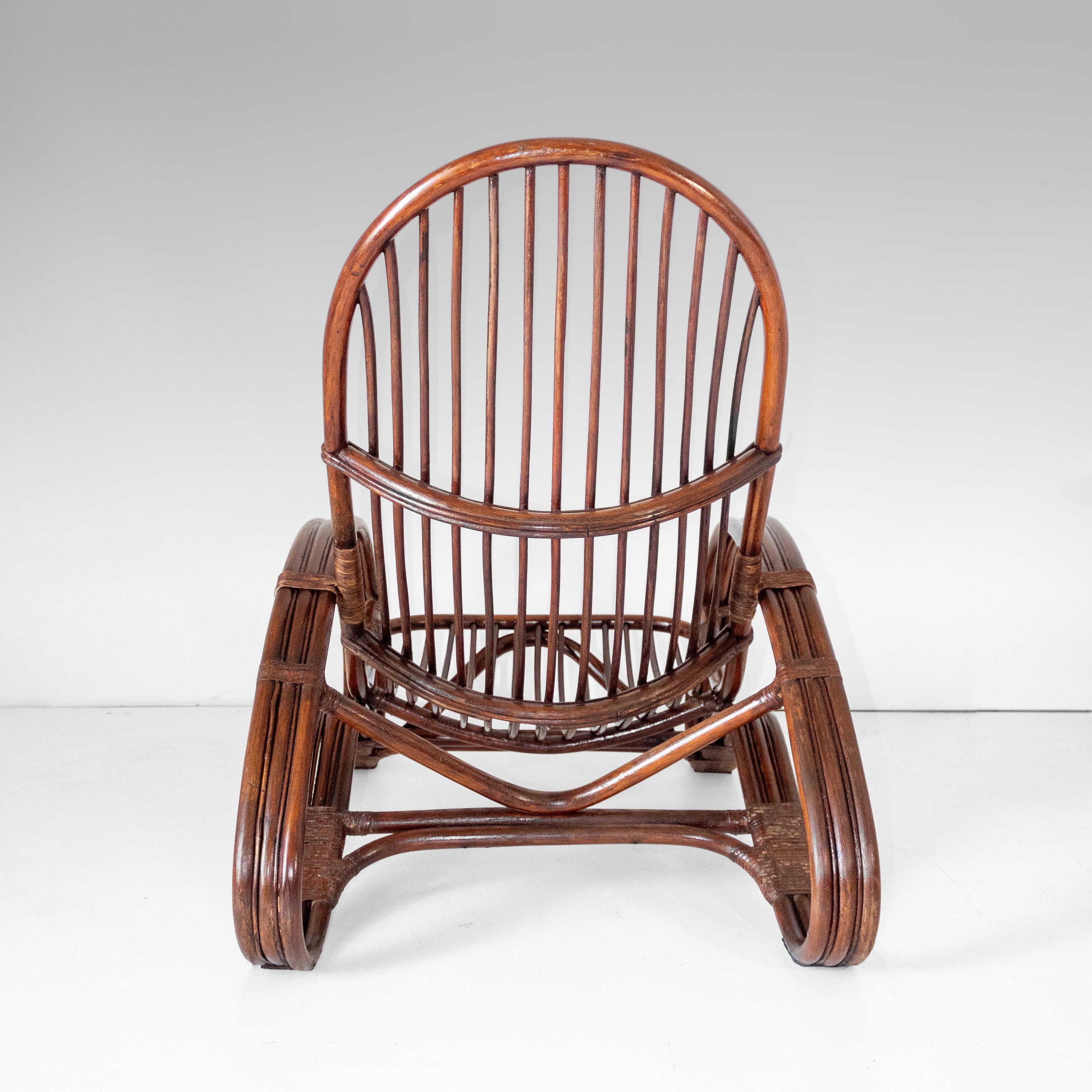 Mid-20th Century Mid Century Modern Bamboo Armchair in the style of Tito Agnoli, Italy 1960s For Sale