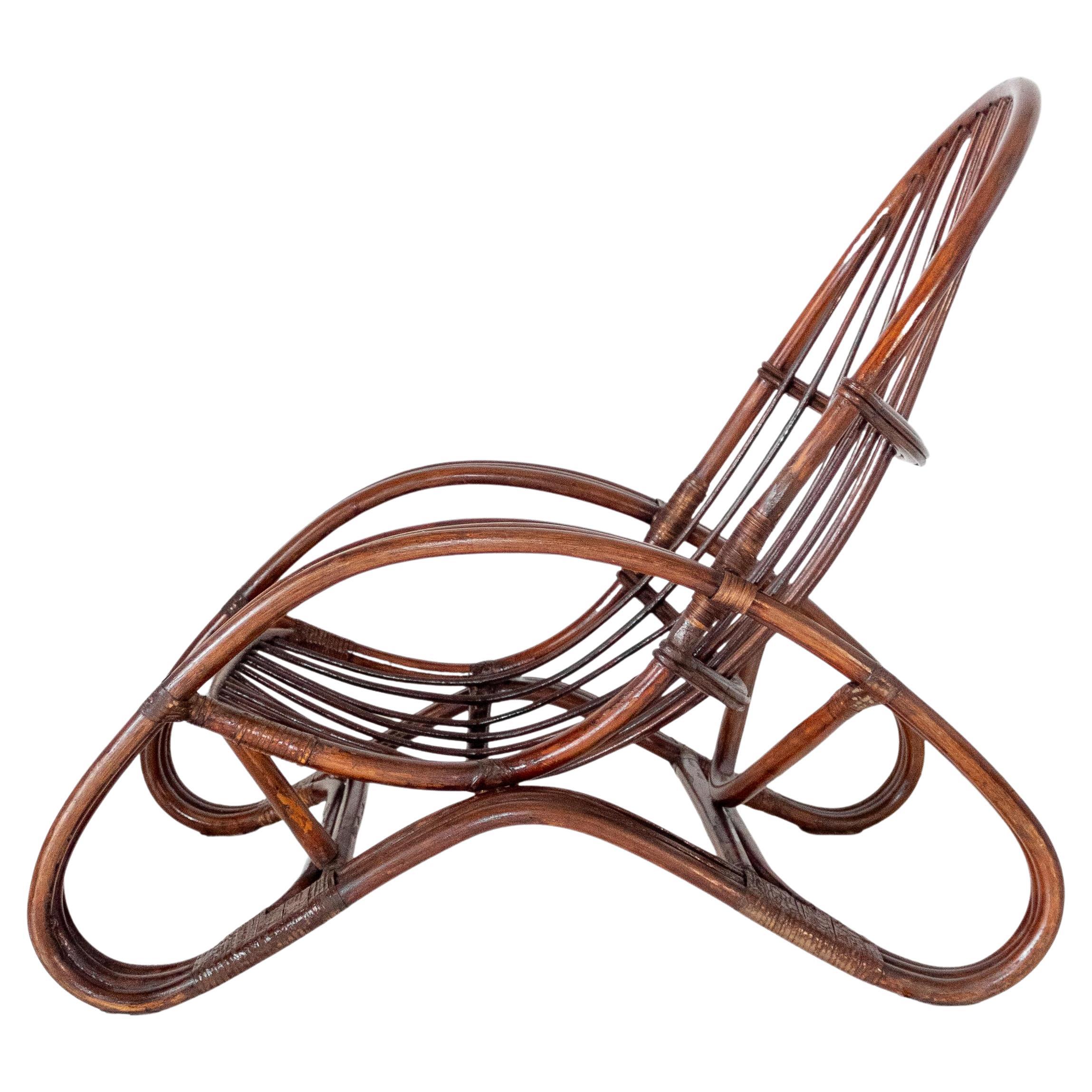 Mid Century Modern Bamboo Armchair in the style of Tito Agnoli, Italy 1960s