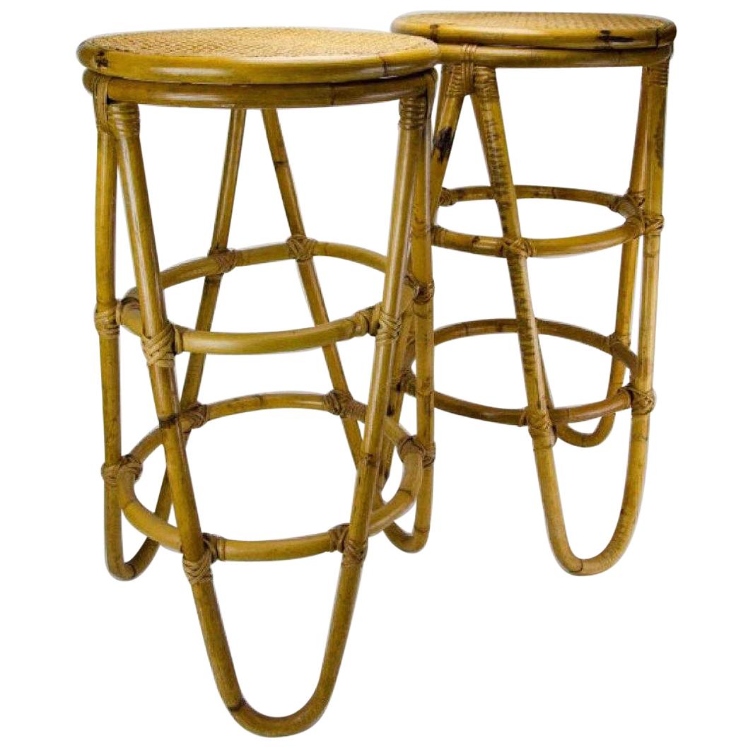 Mid-Century Modern Bamboo Bar Stools